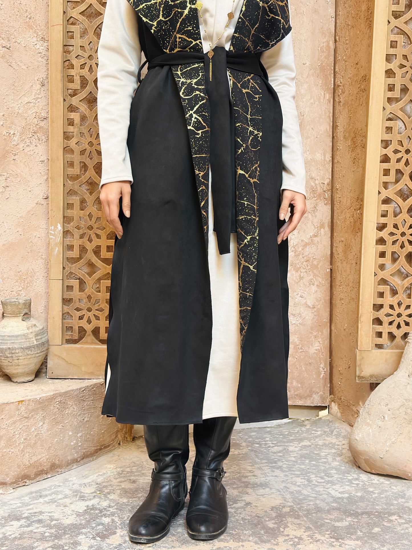 Suede Vest - Black*Gold