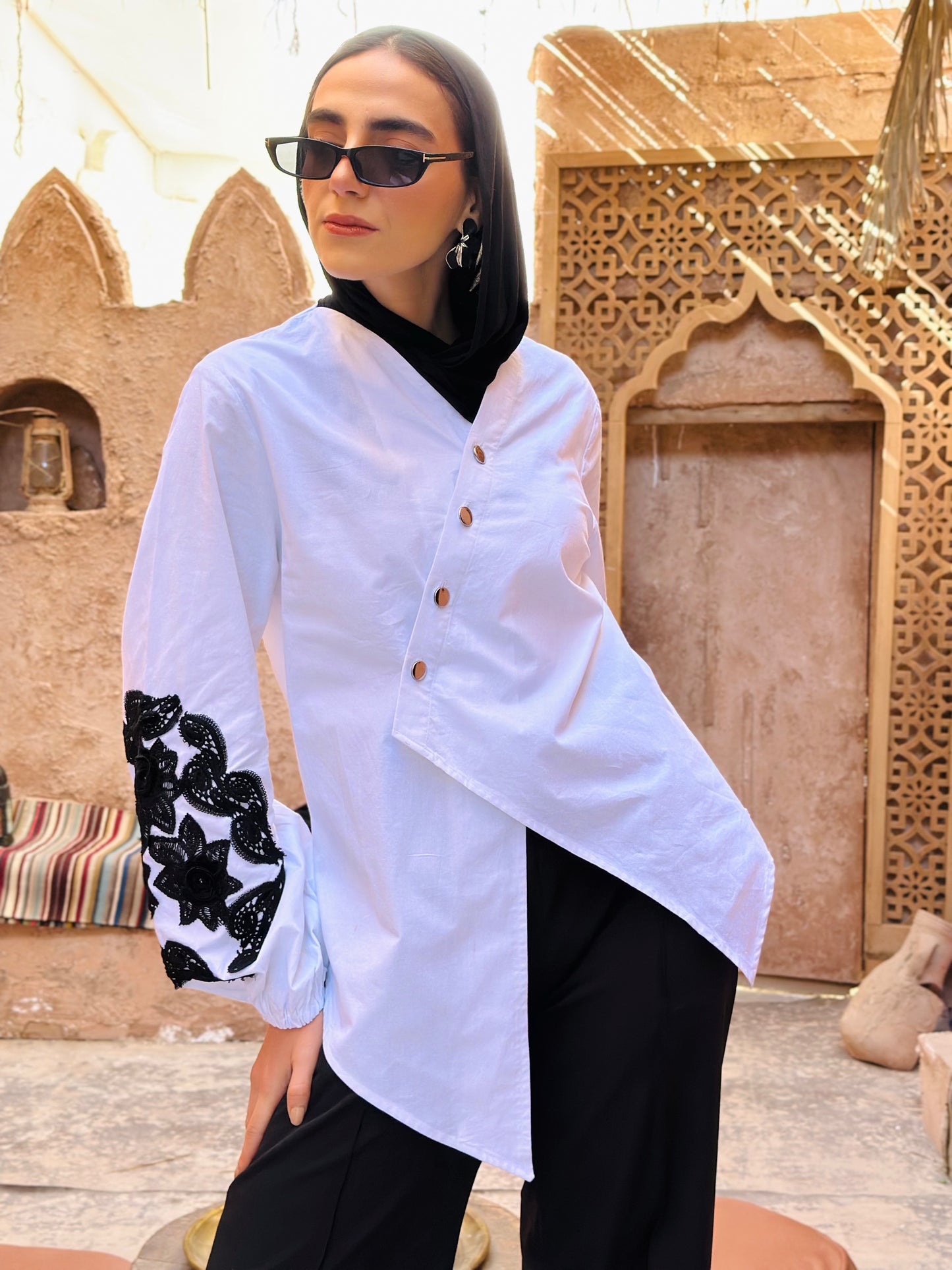 Wrap Embroidered Chemise - off White