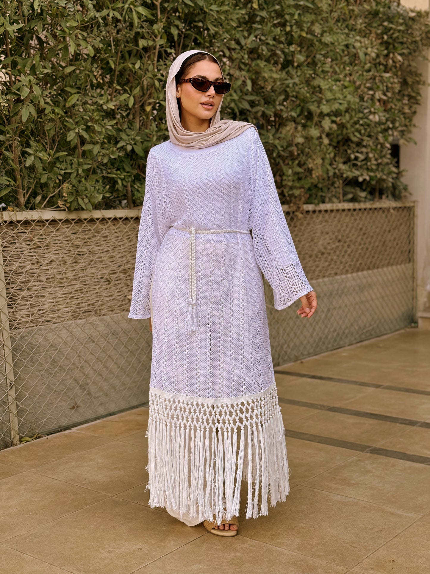 Fringes Dress - White