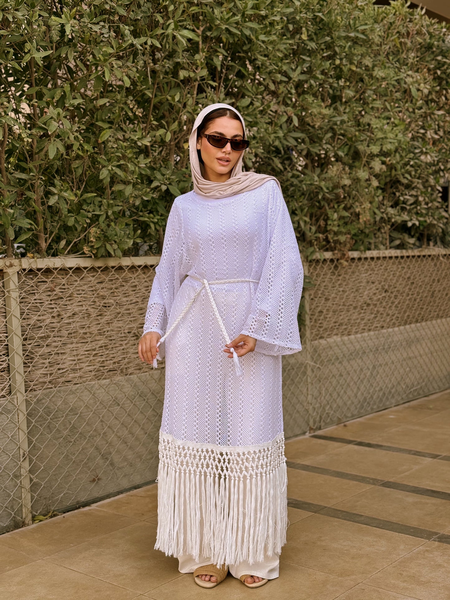 Fringes Dress - White
