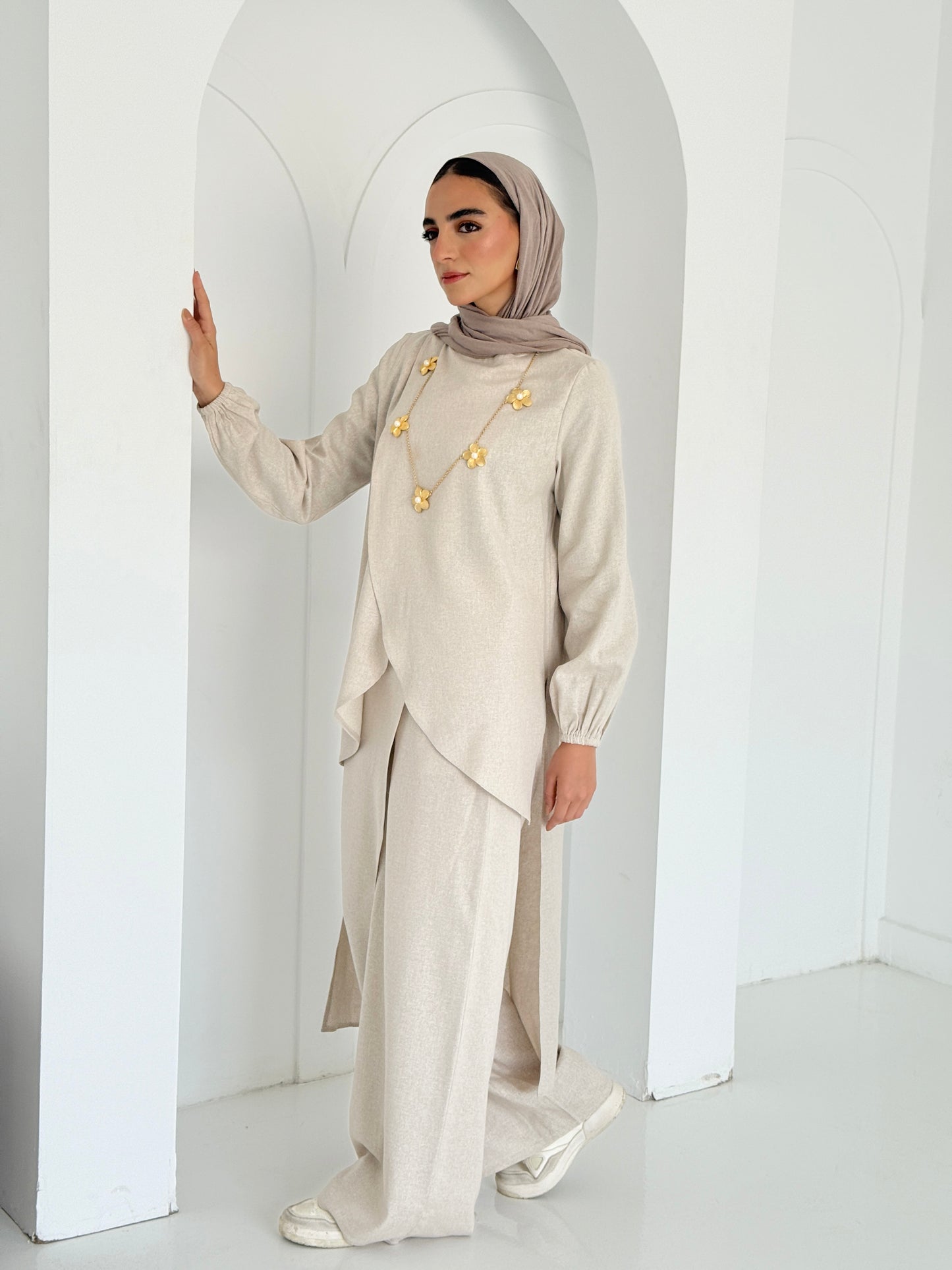 Linen Wrap Set - Beige