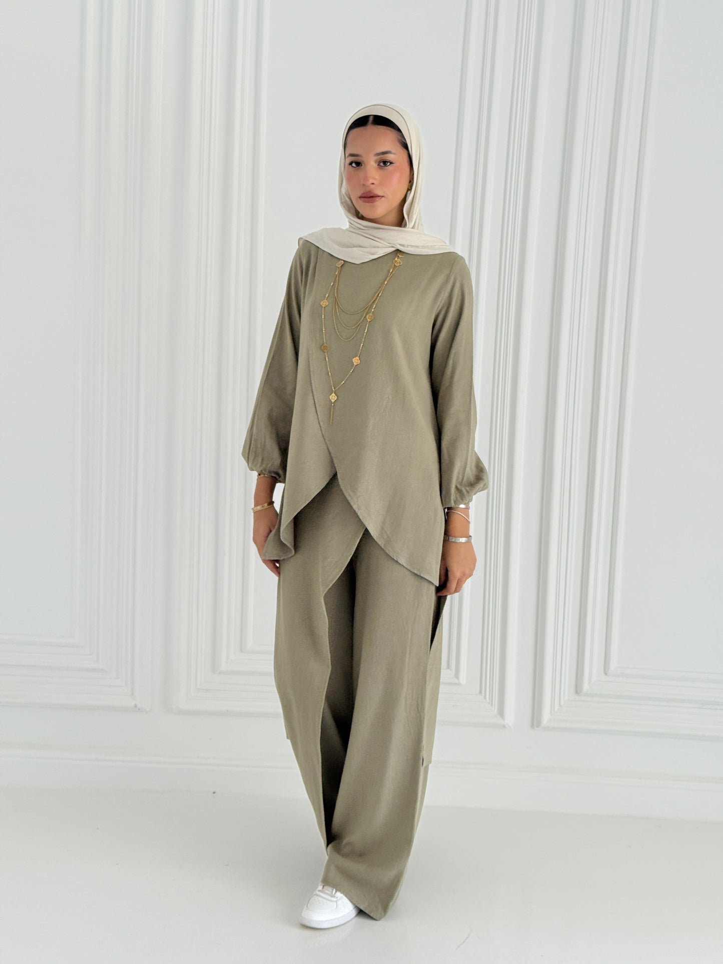 Linen Wrap Set - Olive
