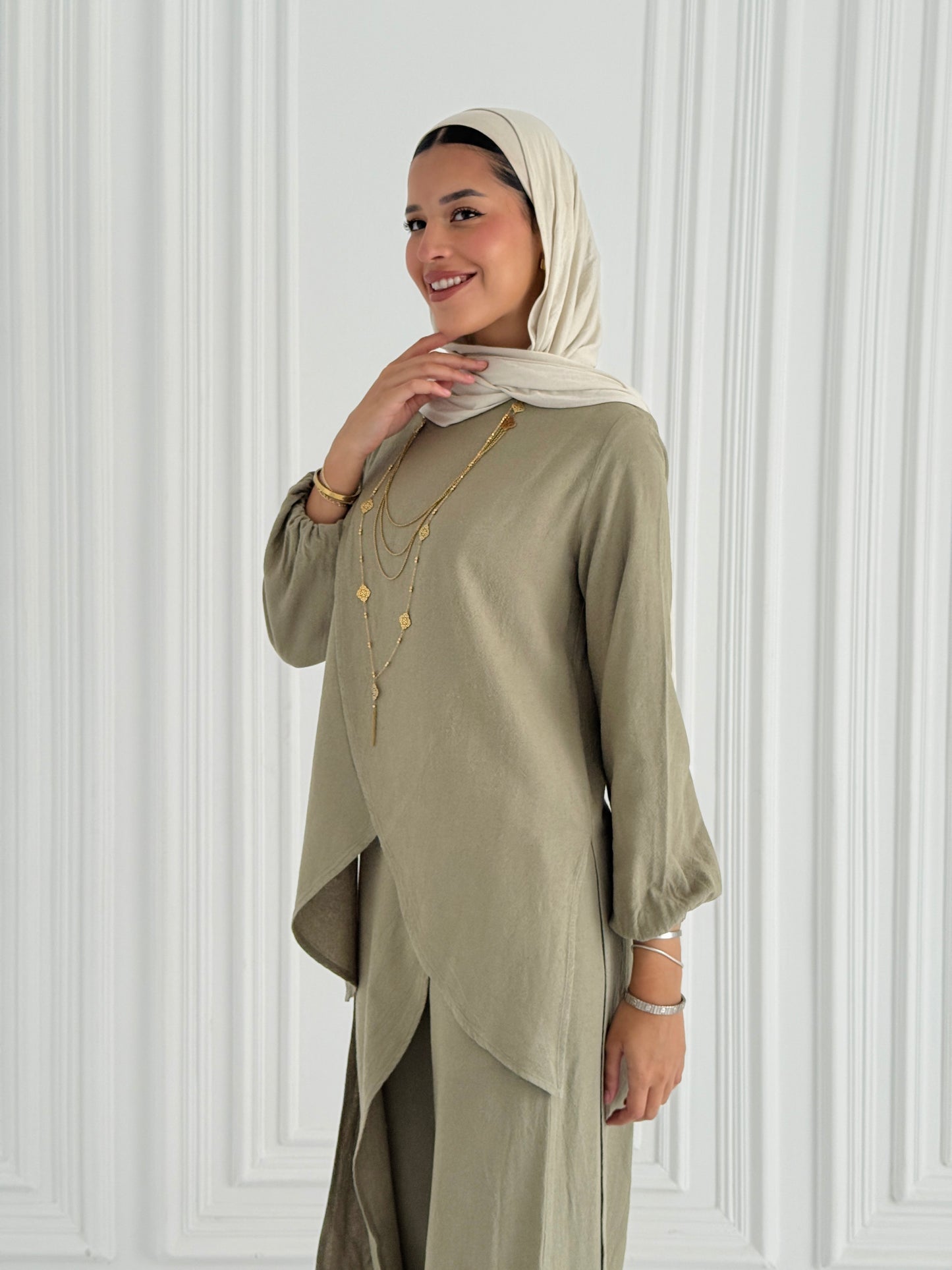 Linen Wrap Set - Olive