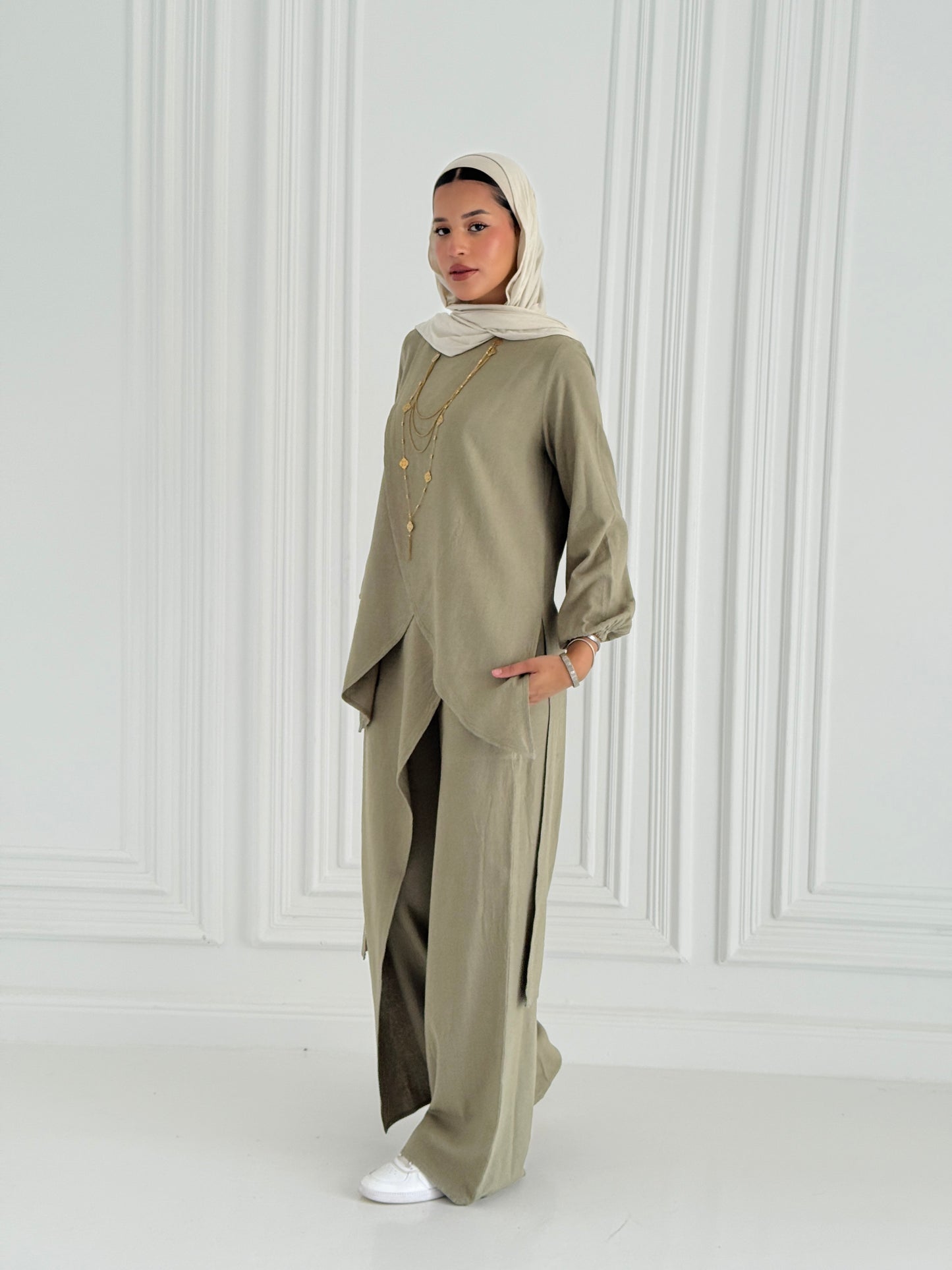Linen Wrap Set - Olive