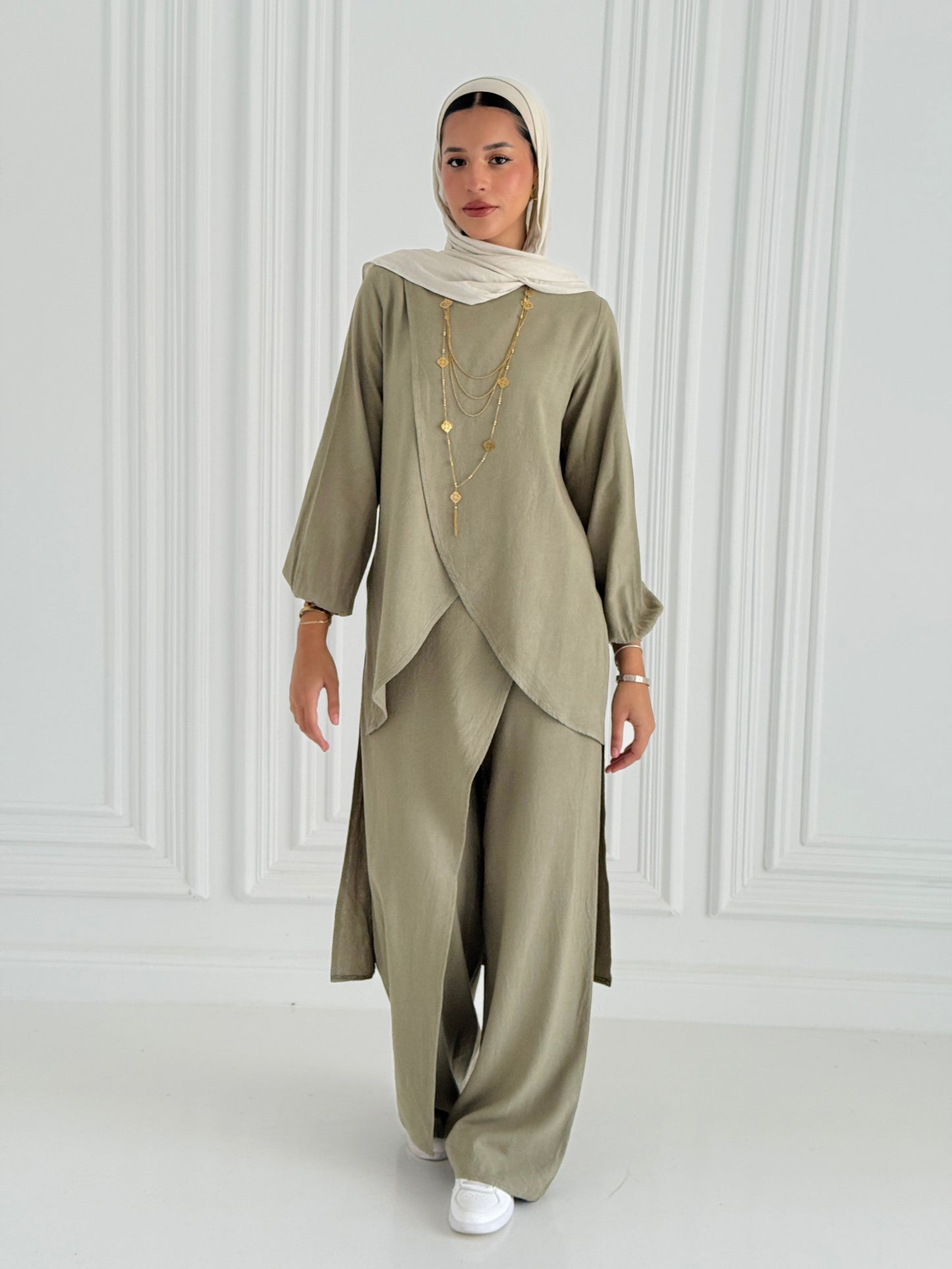 Linen Wrap Set - Olive