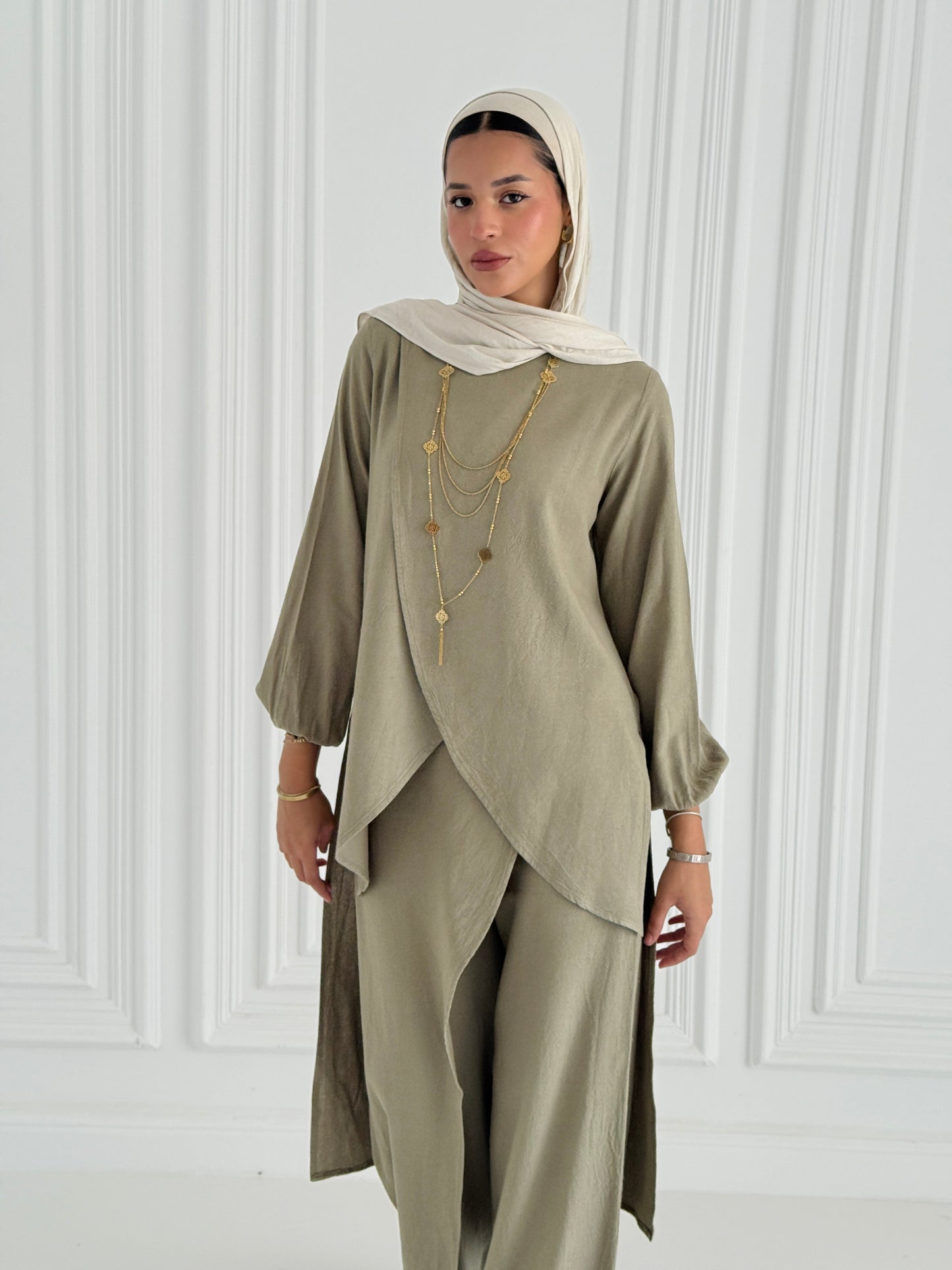 Linen Wrap Set - Olive