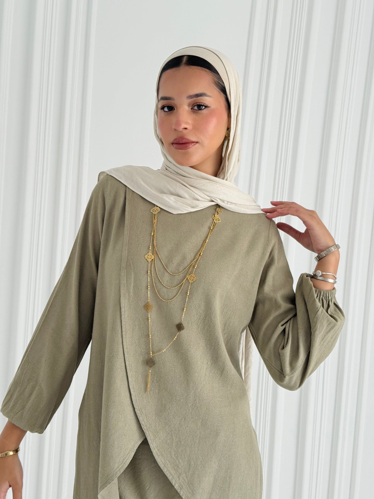 Linen Wrap Set - Olive