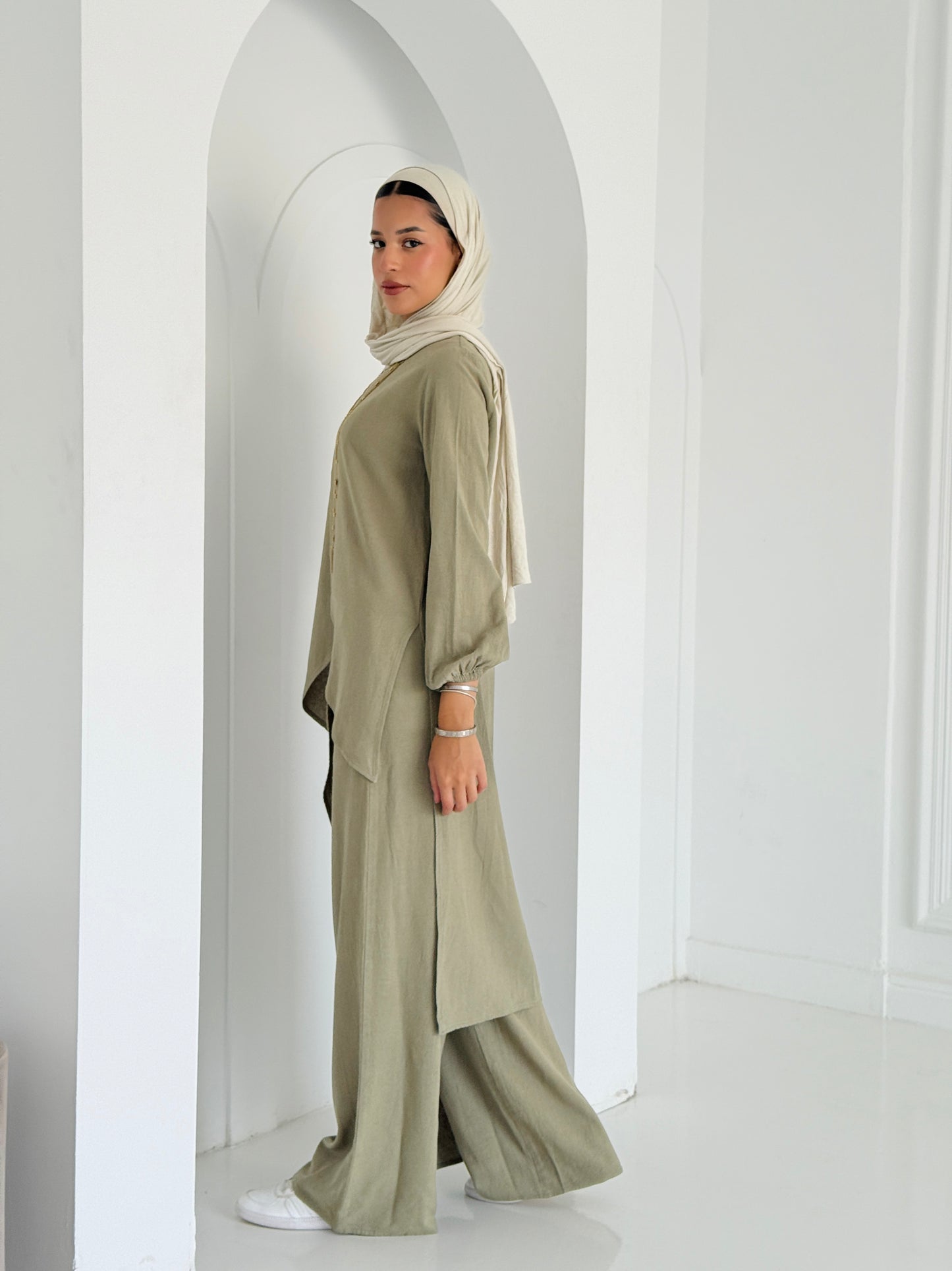 Linen Wrap Set - Olive