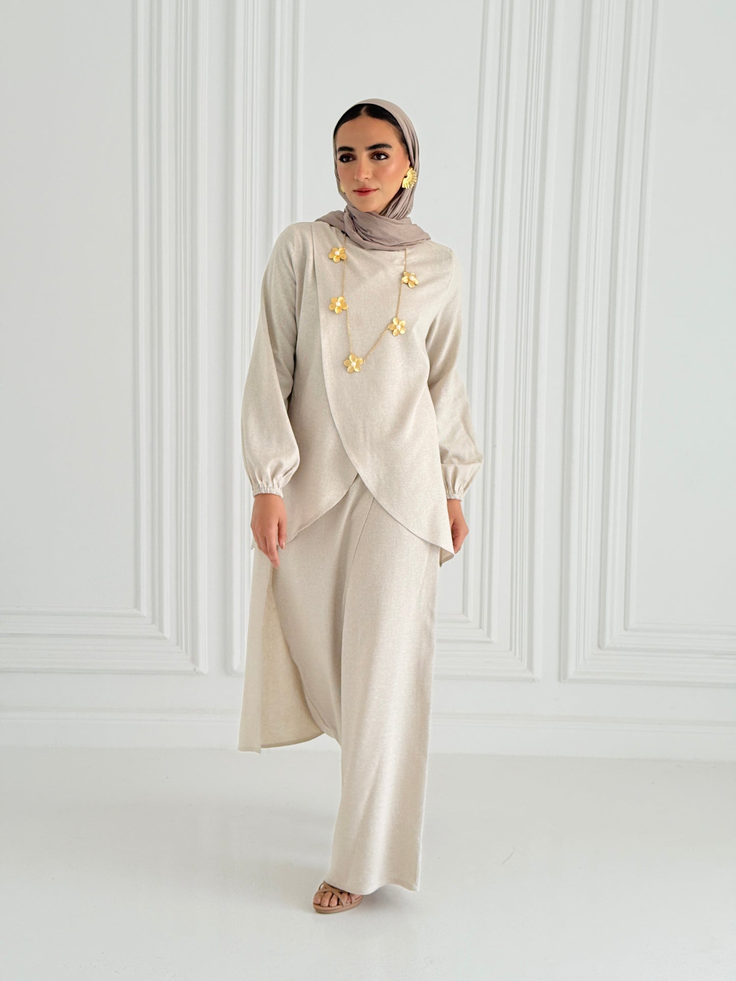 Linen Wrap Set - Beige