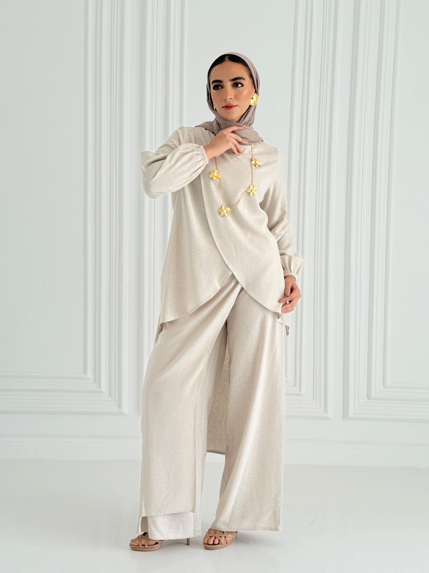 Linen Wrap Set - Beige