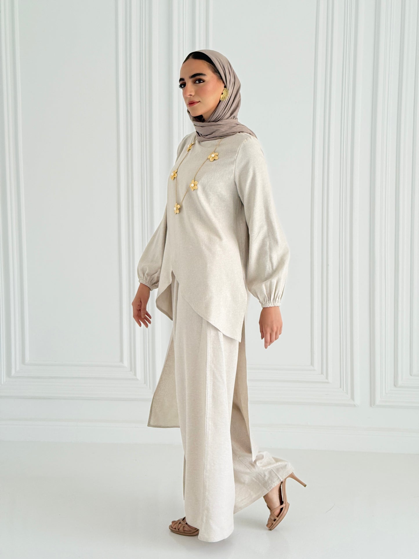 Linen Wrap Set - Beige