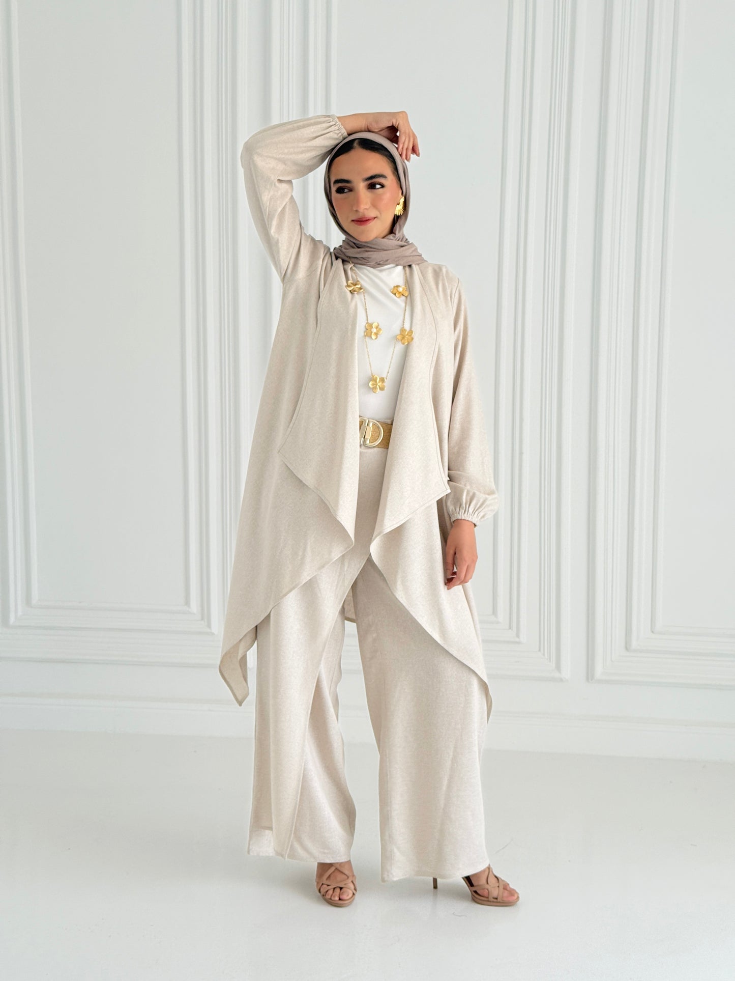 Linen Flowy Set - Beige