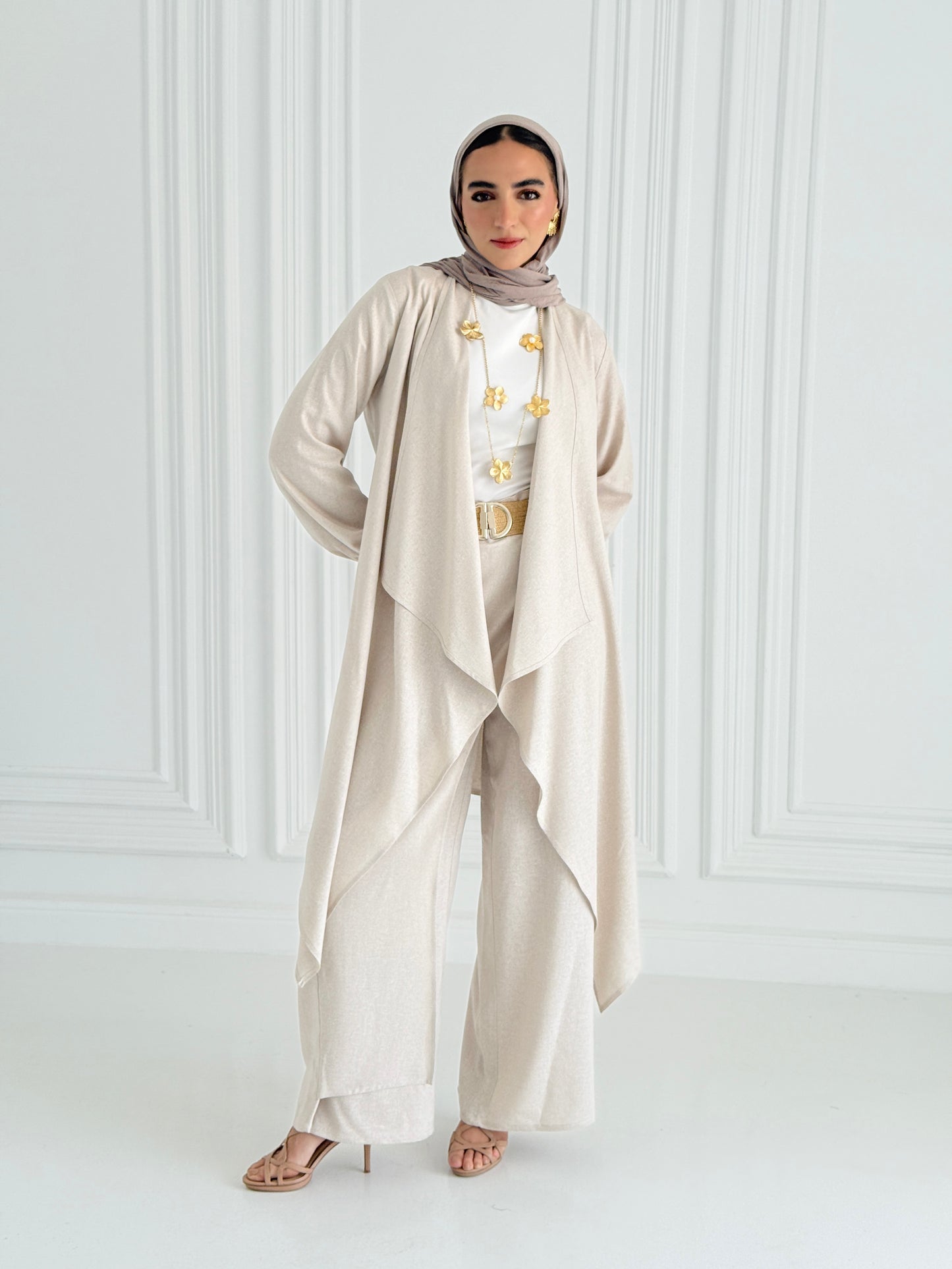 Linen Flowy Set - Beige