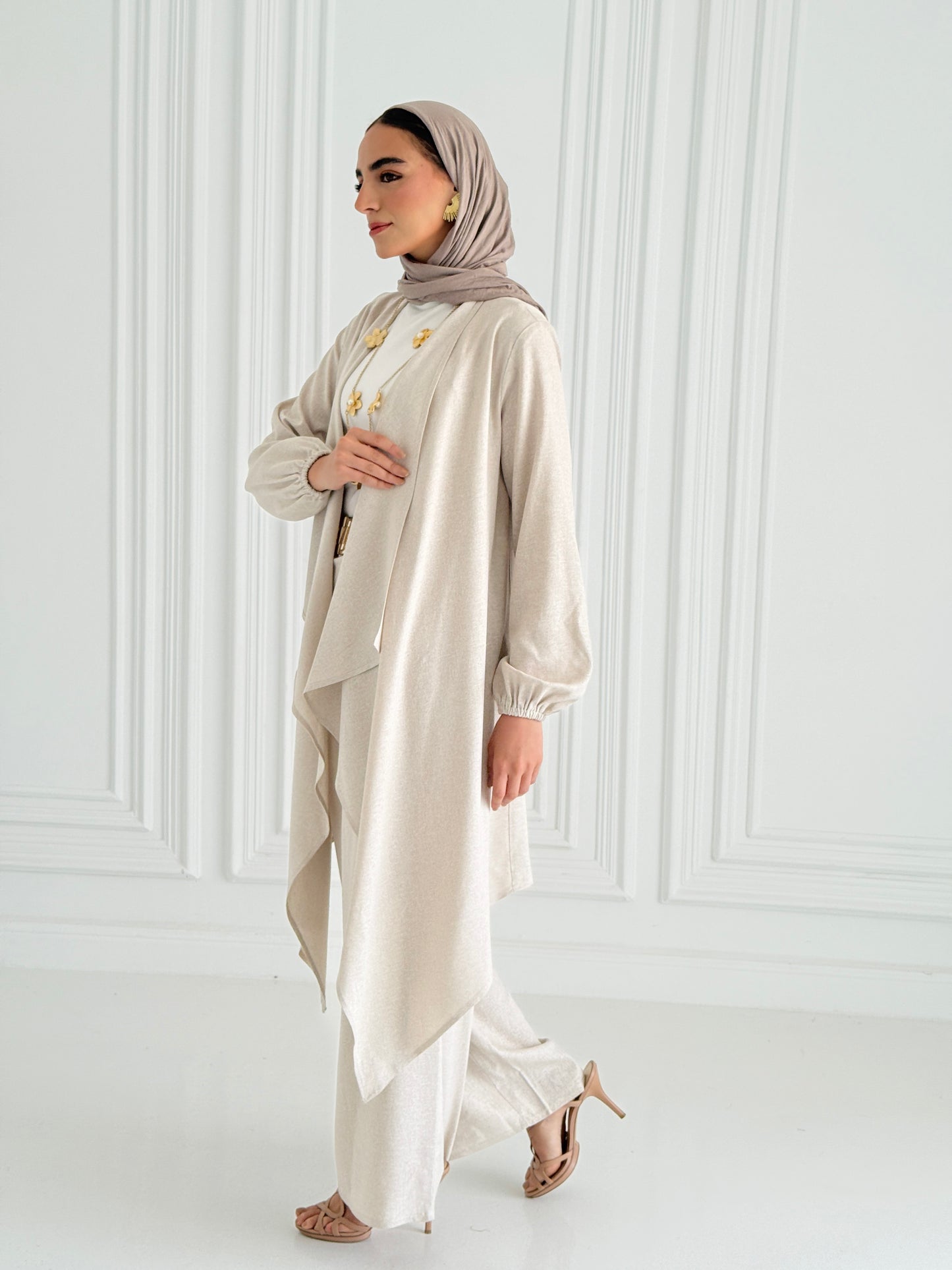 Linen Flowy Set - Beige