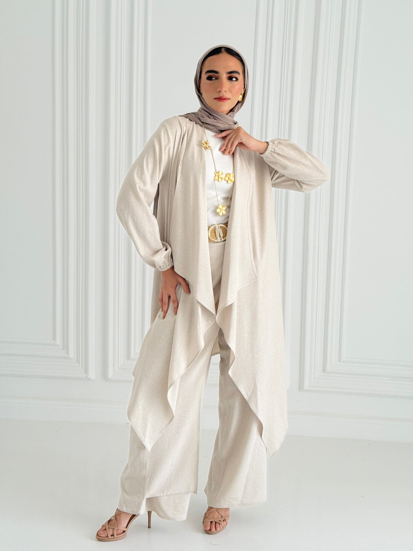 Linen Flowy Set - Beige