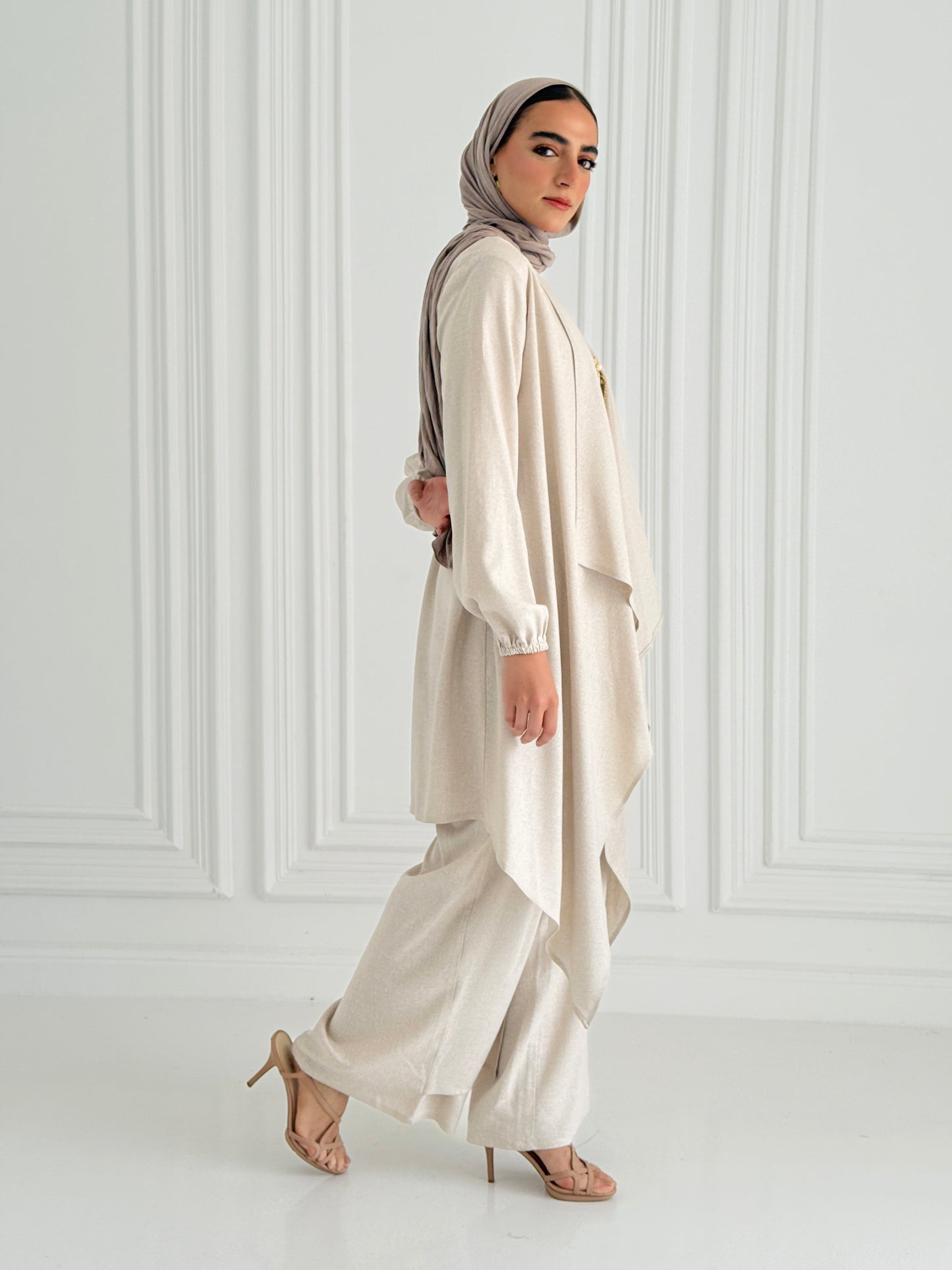 Linen Flowy Set - Beige