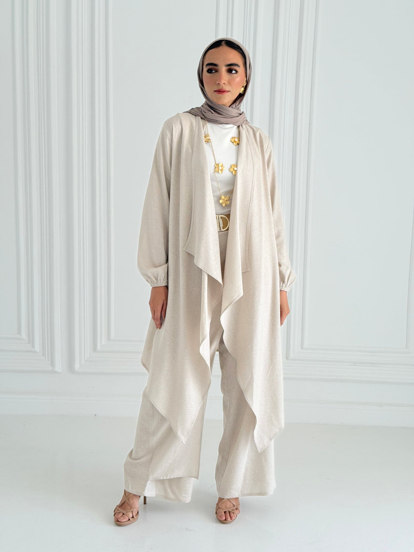 Linen Flowy Set - Beige