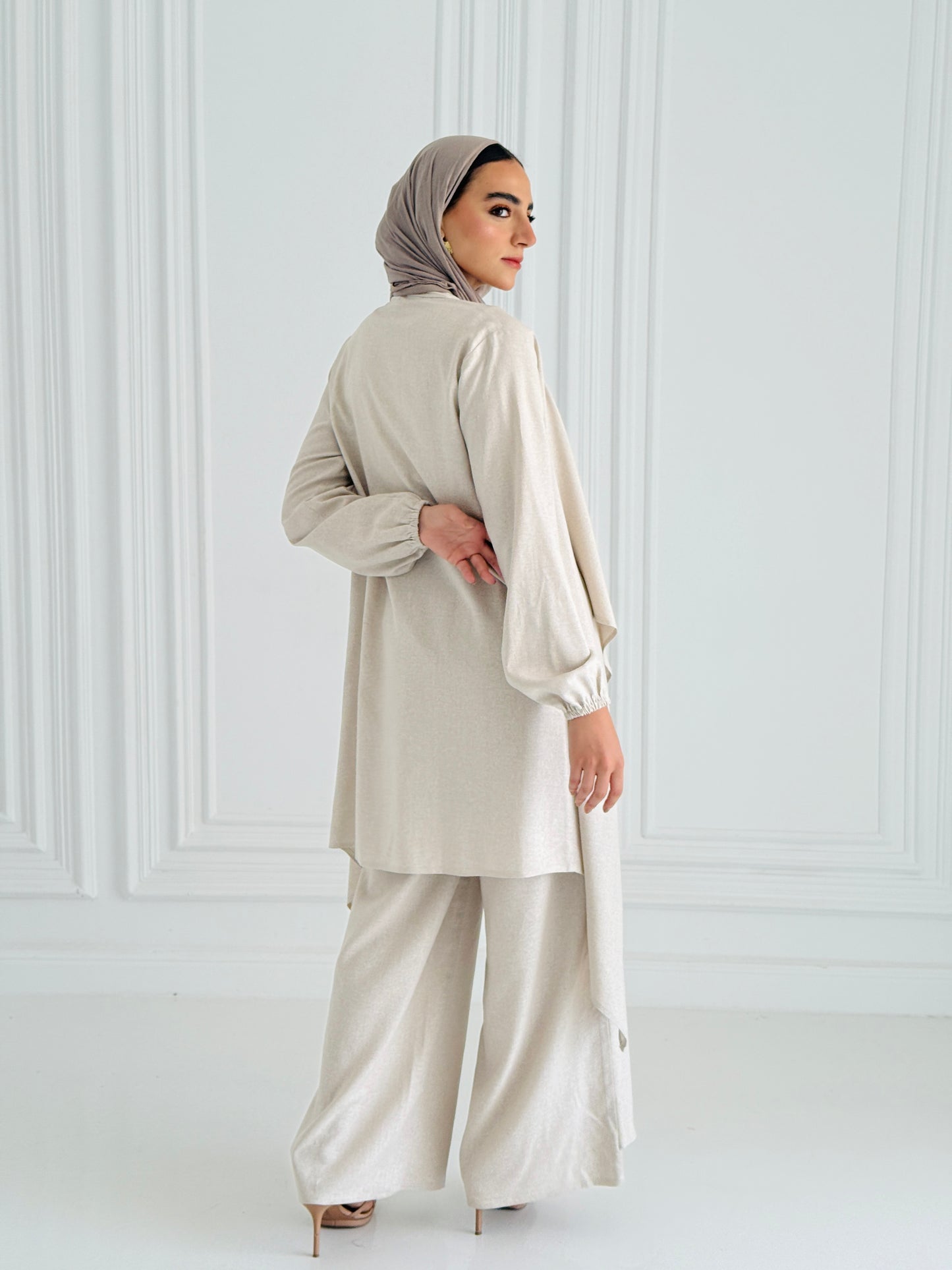 Linen Flowy Set - Beige