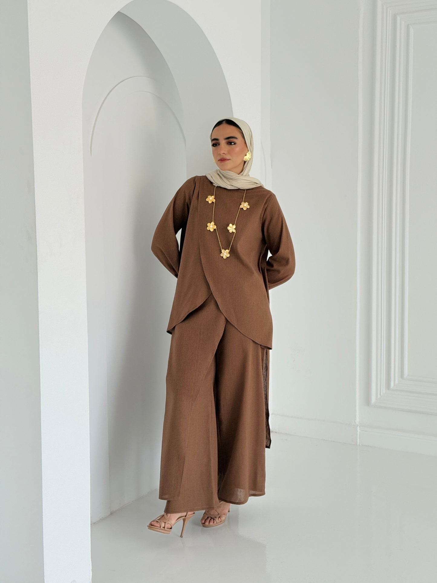 Linen Wrap Set - Brown