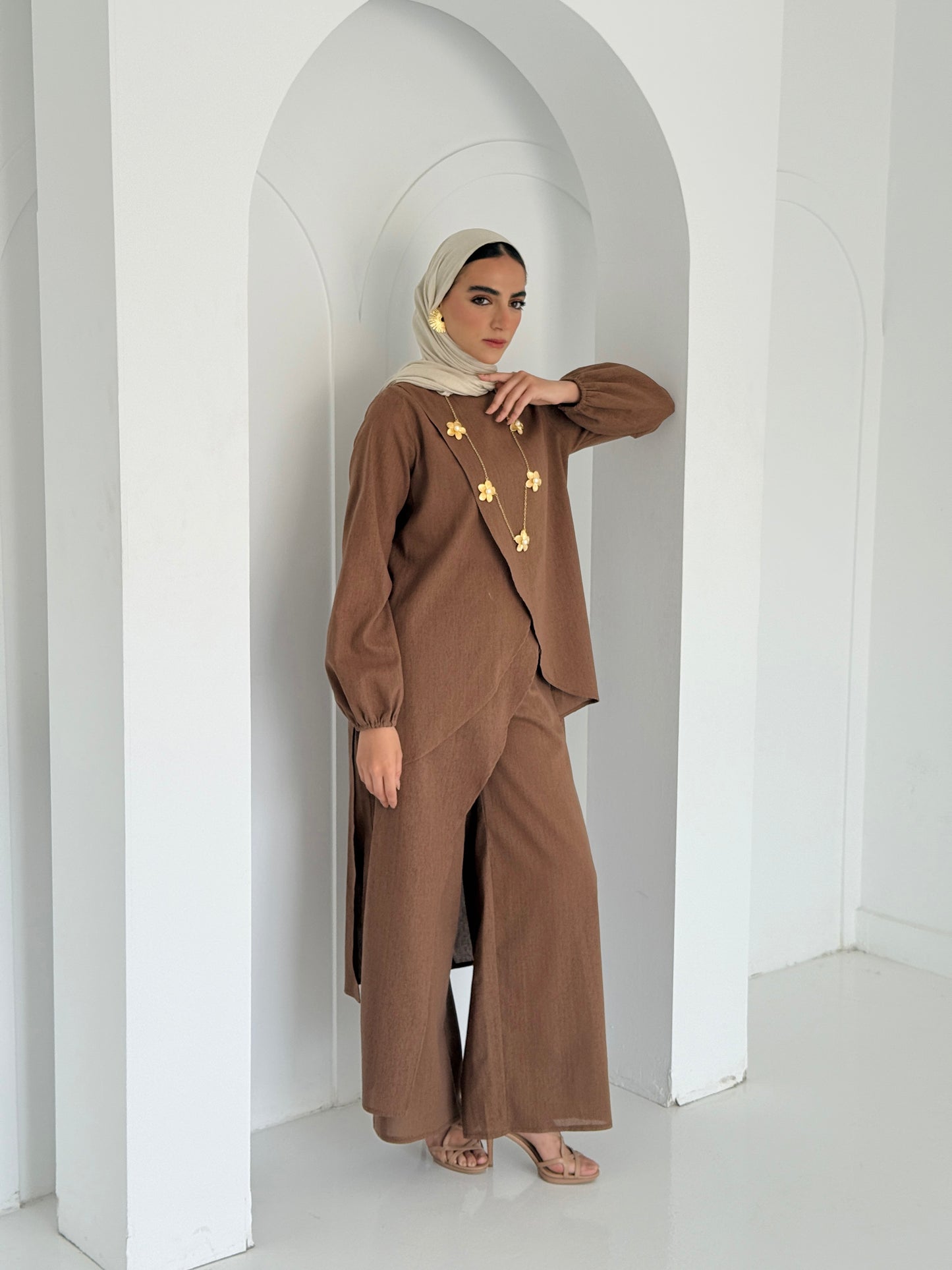 Linen Wrap Set - Brown