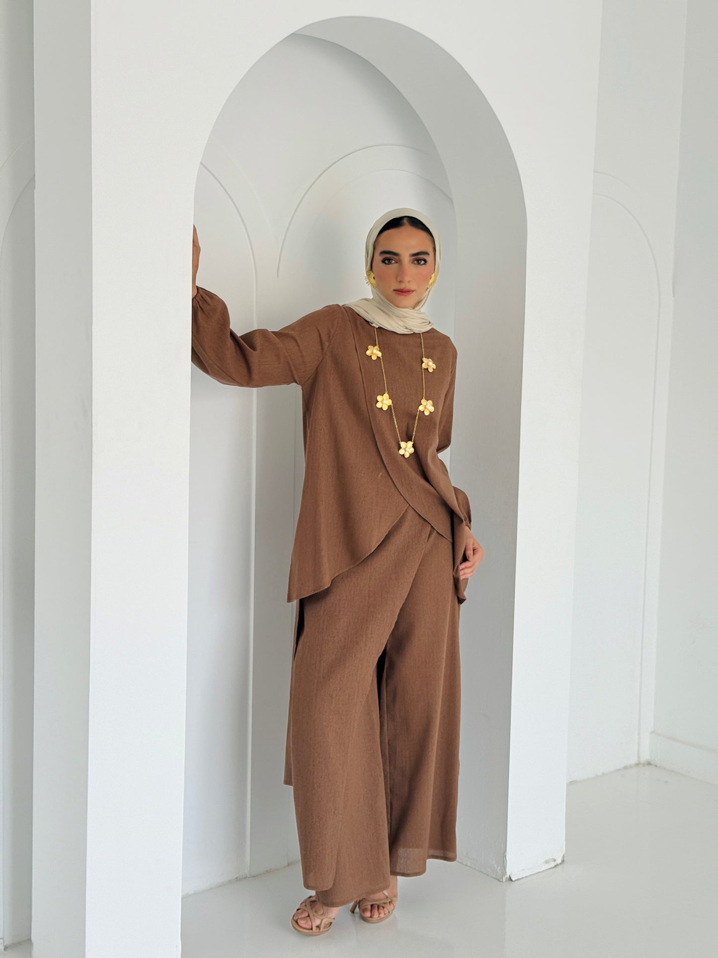 Linen Wrap Set - Brown