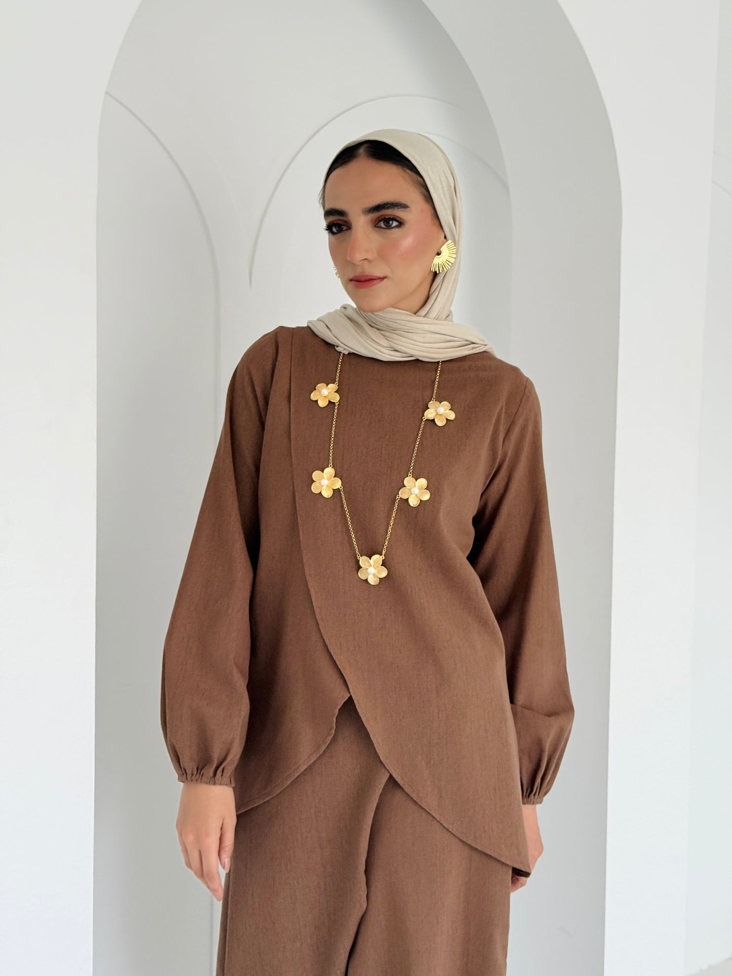 Linen Wrap Set - Brown