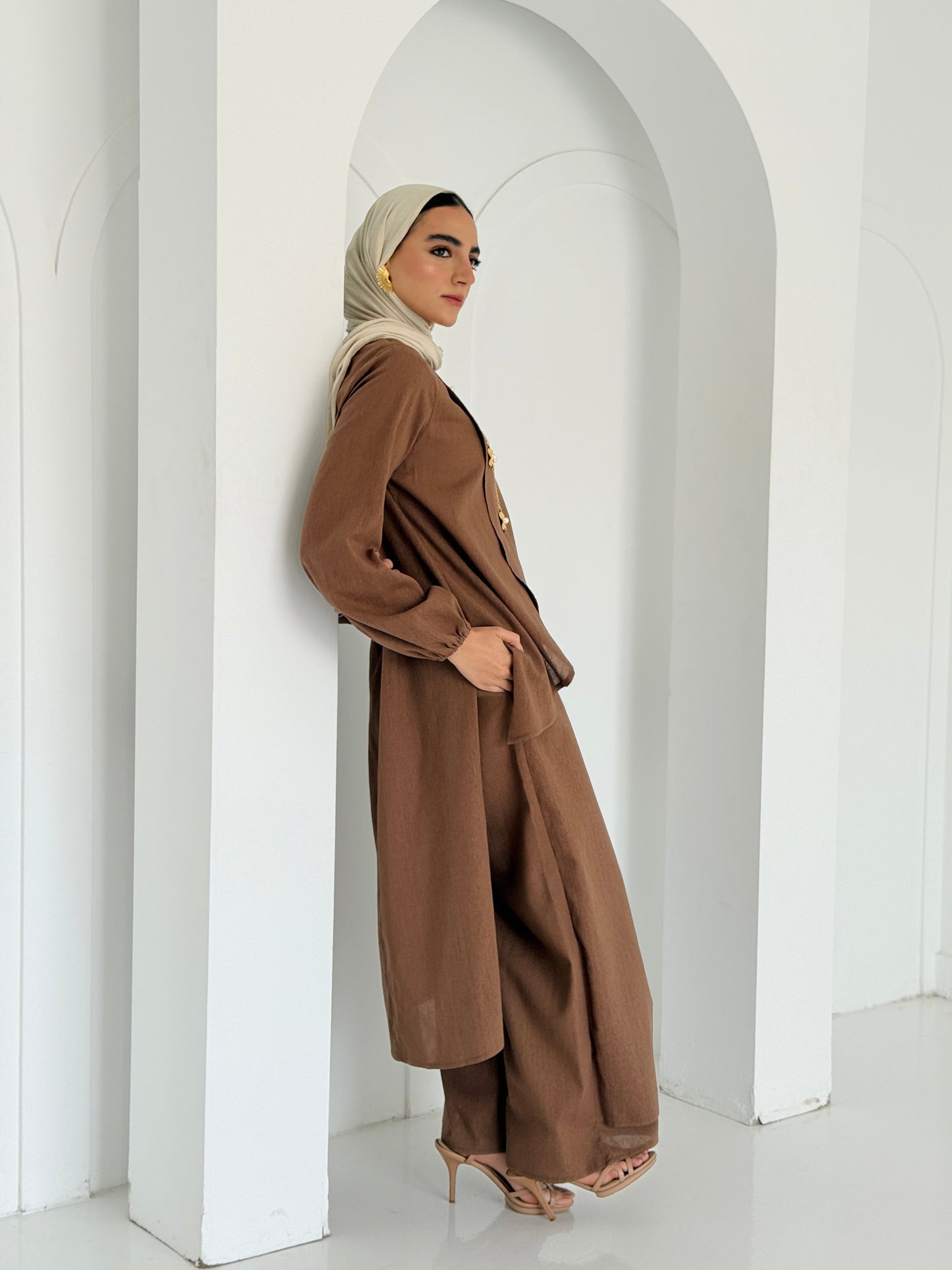 Linen Wrap Set - Brown