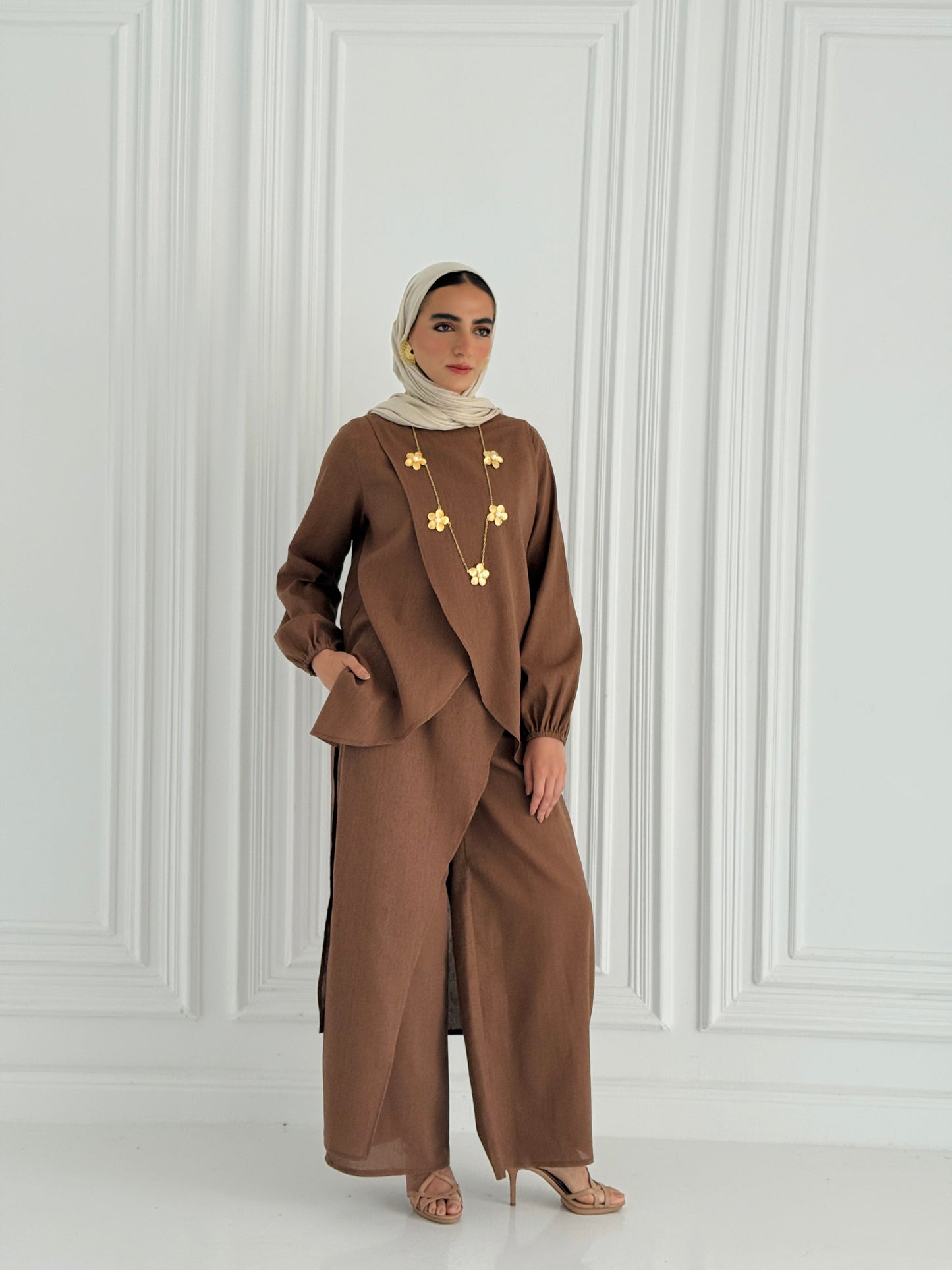 Linen Wrap Set - Brown