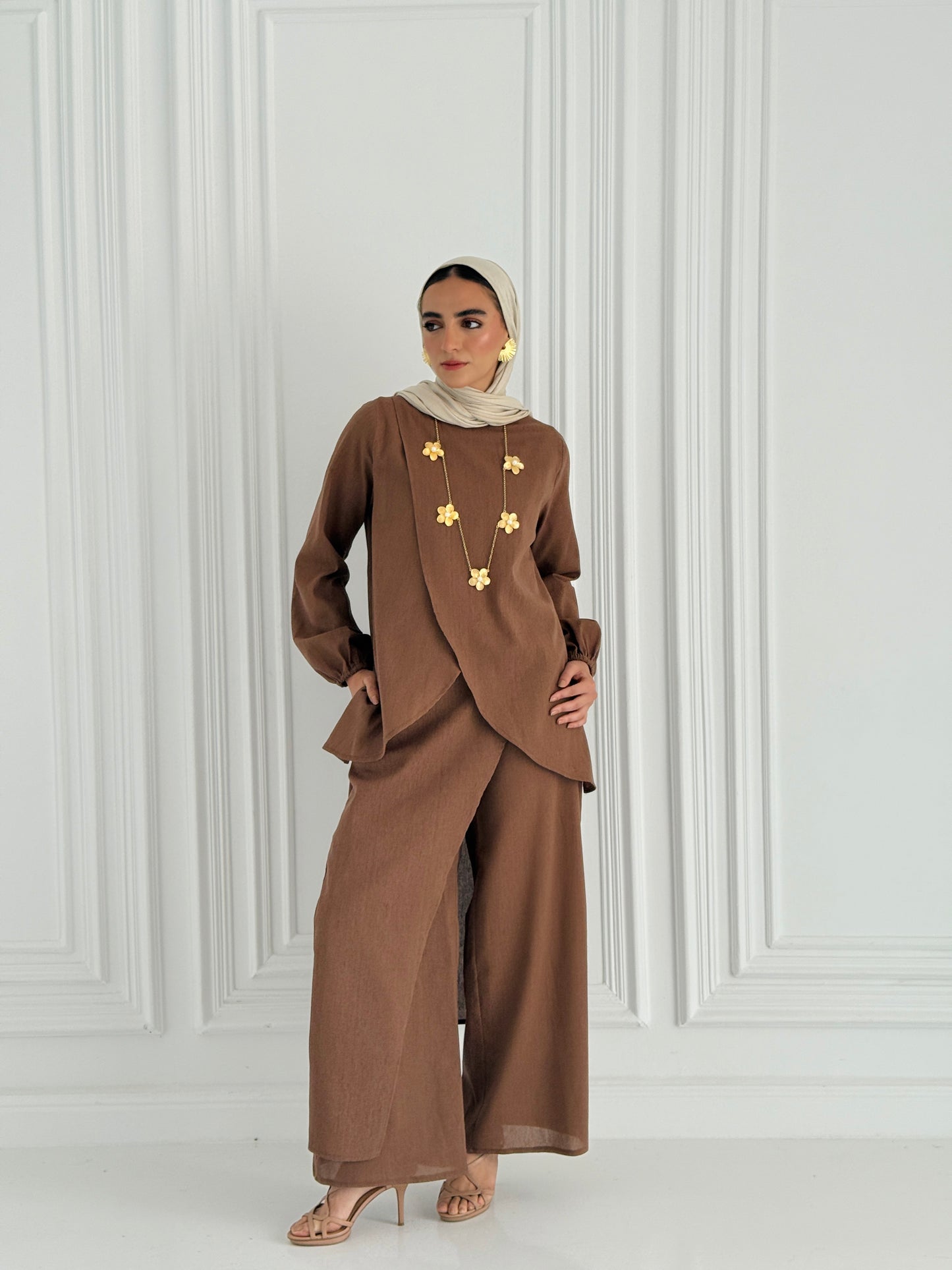 Linen Wrap Set - Brown