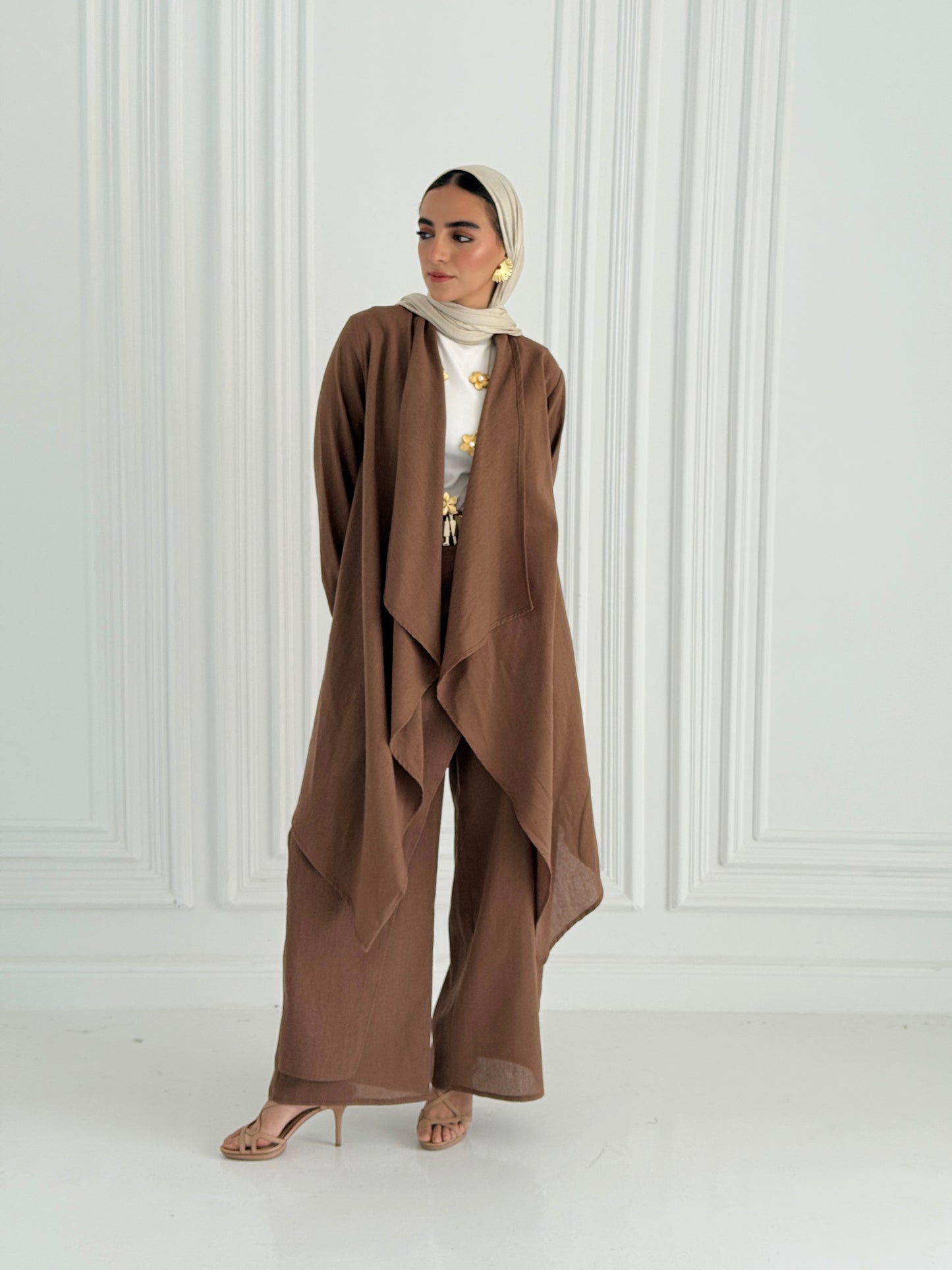 Linen Flowy Set - Brown