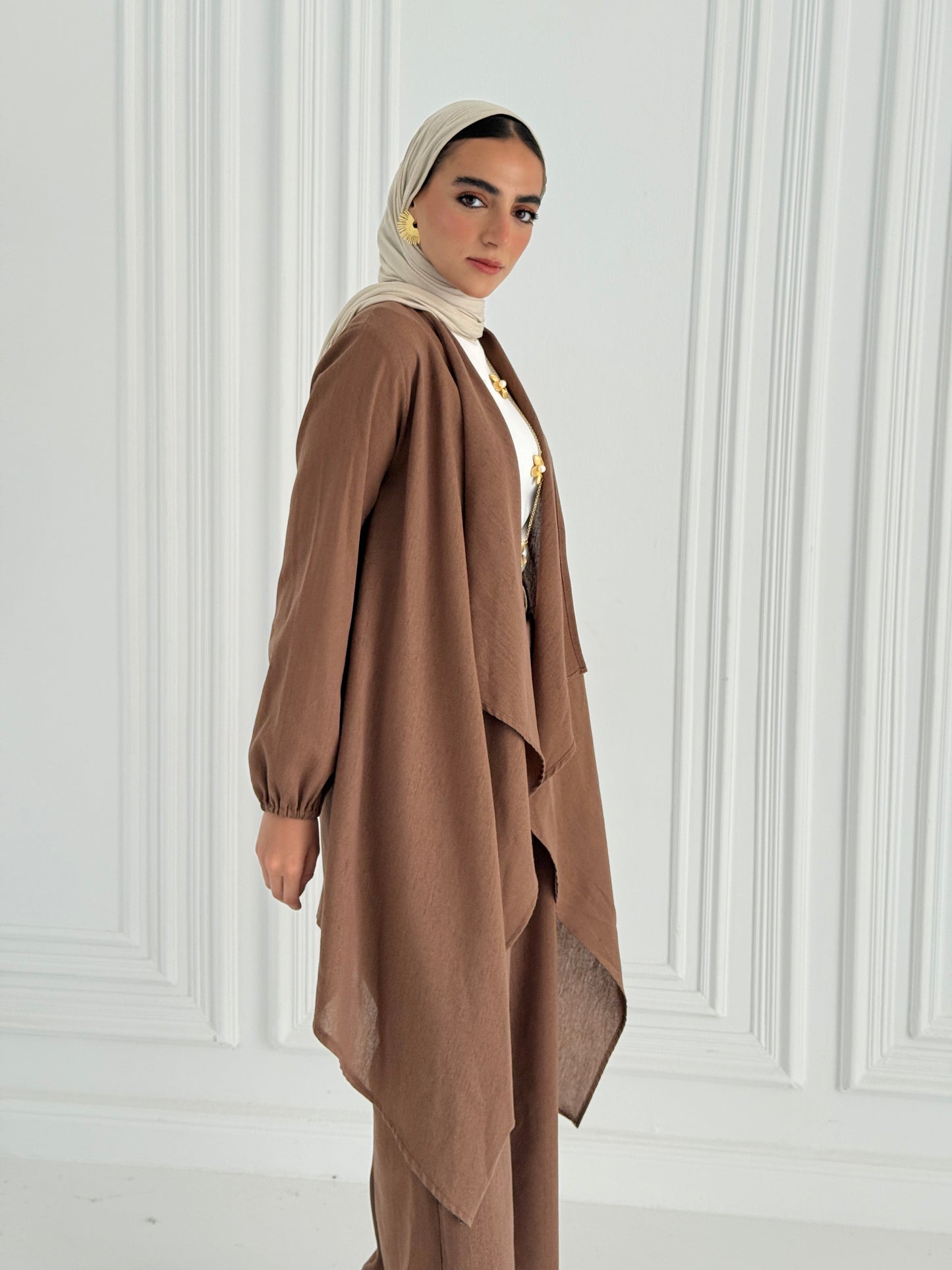 Linen Flowy Set - Brown