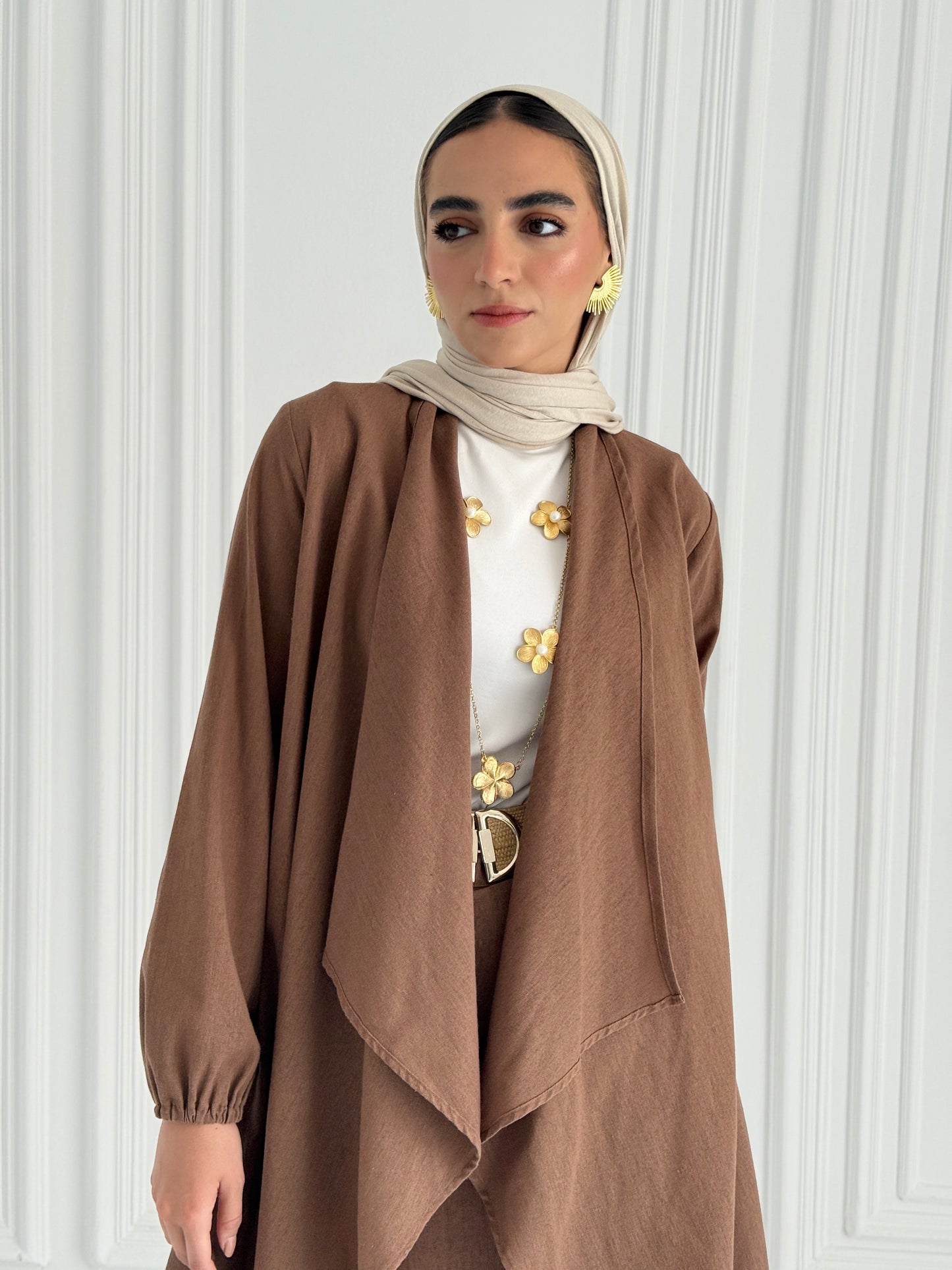 Linen Flowy Set - Brown