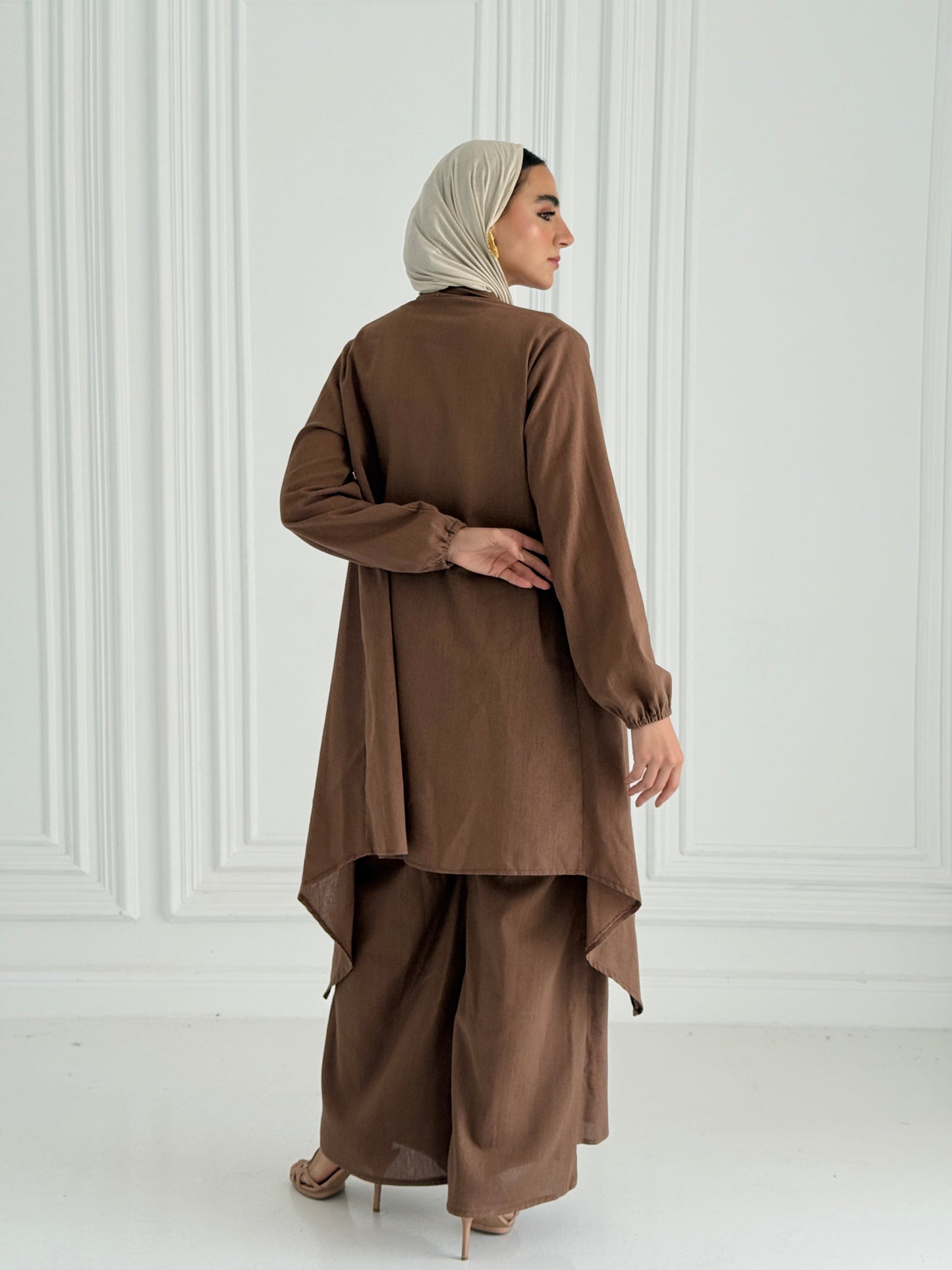 Linen Flowy Set - Brown
