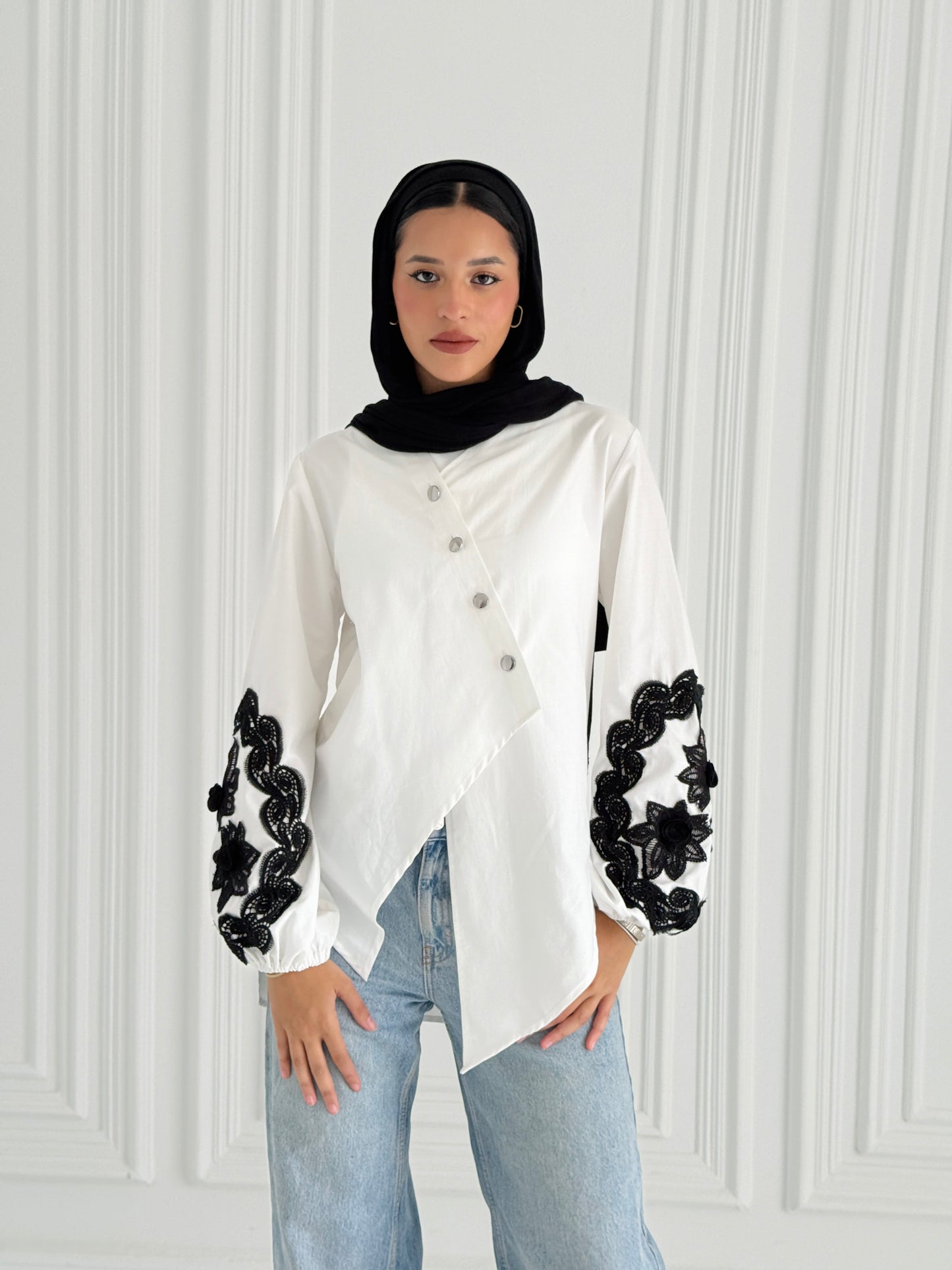 Wrap Embroidered Chemise - off White