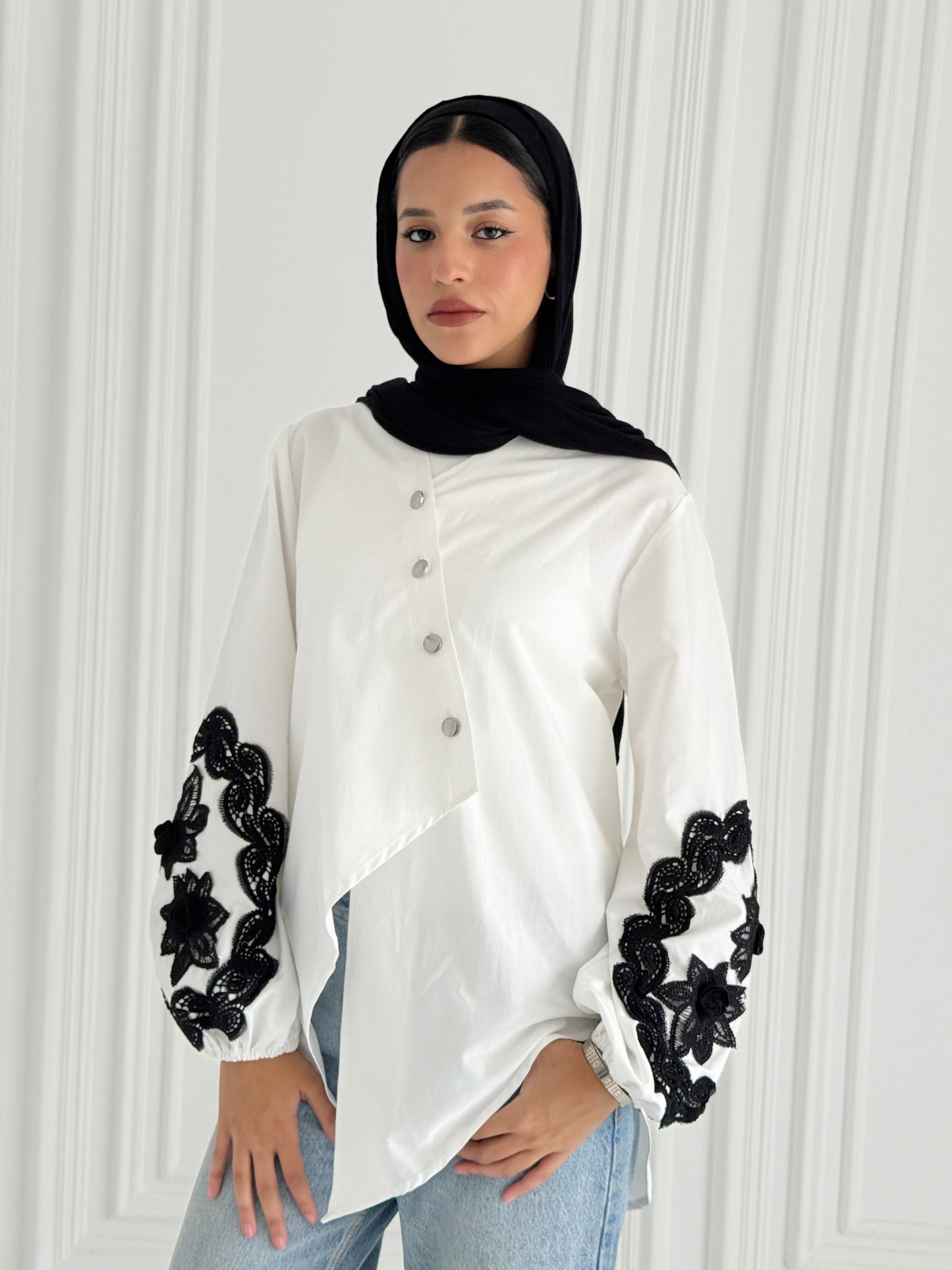 Wrap Embroidered Chemise - off White