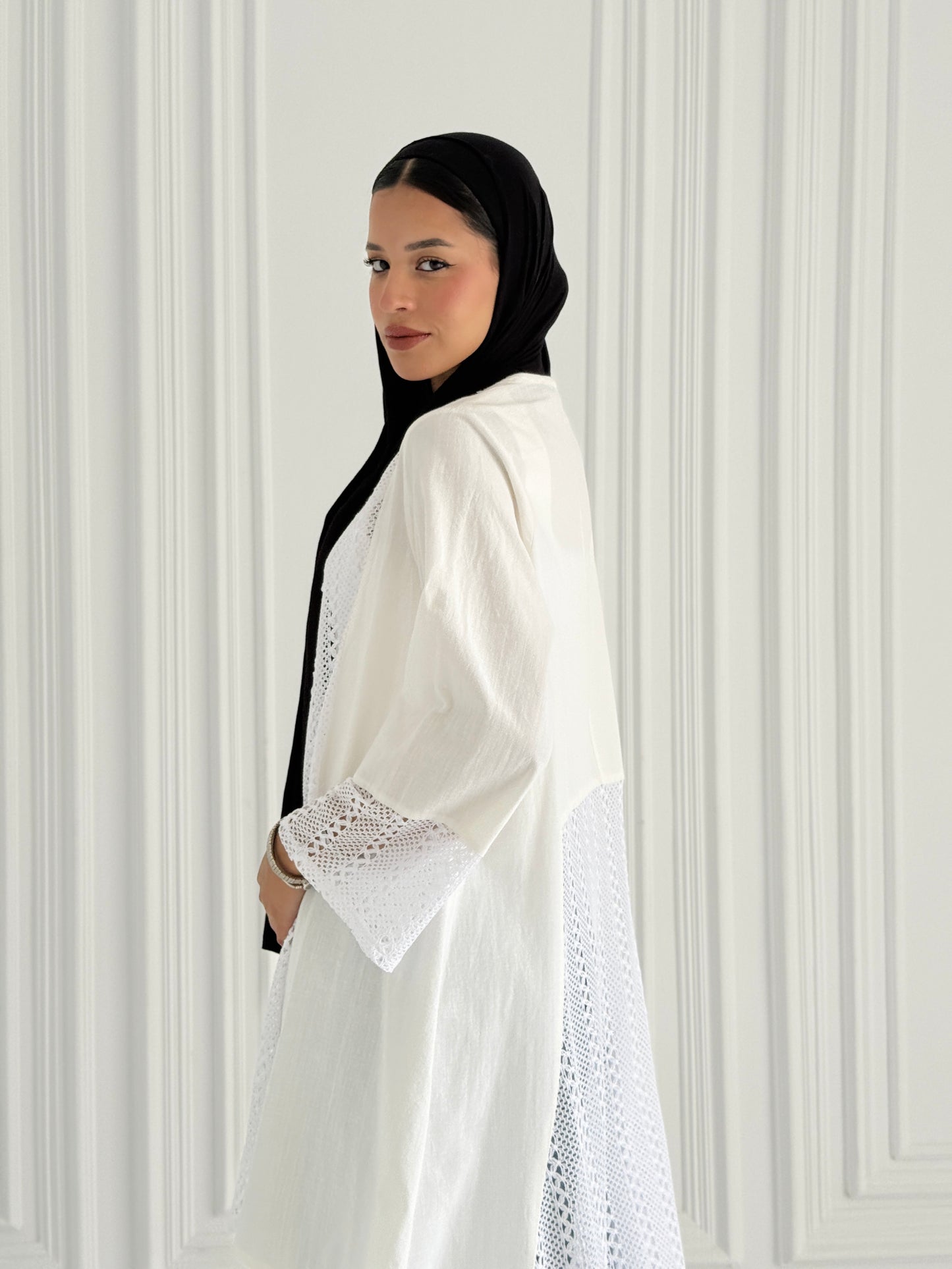 Net Flowy Cardigan - White