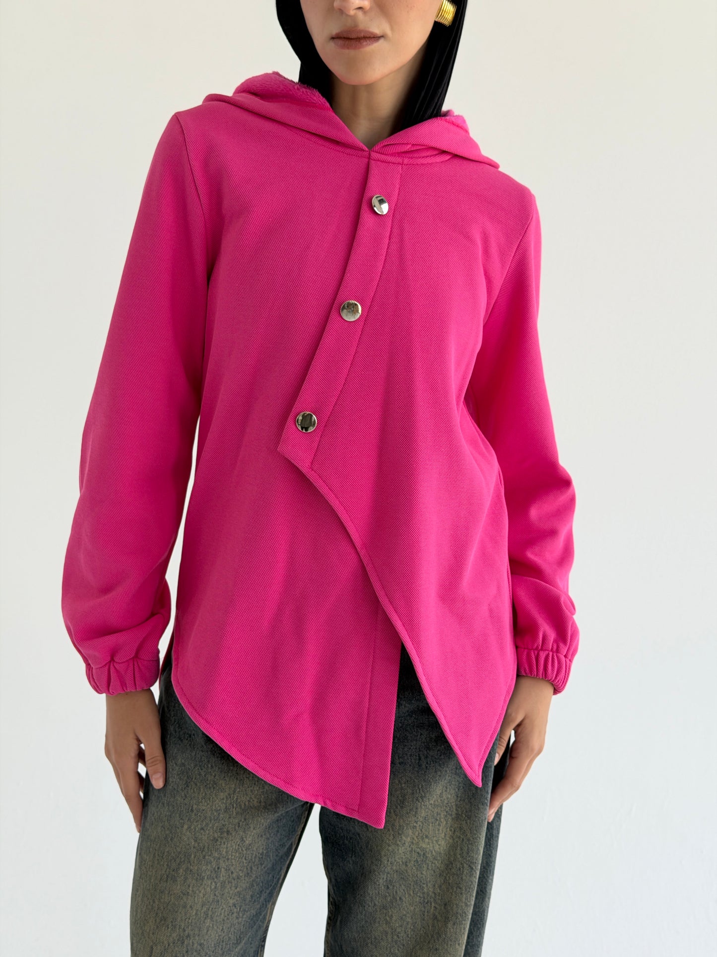Buttoned Sweatshirt - Fushia