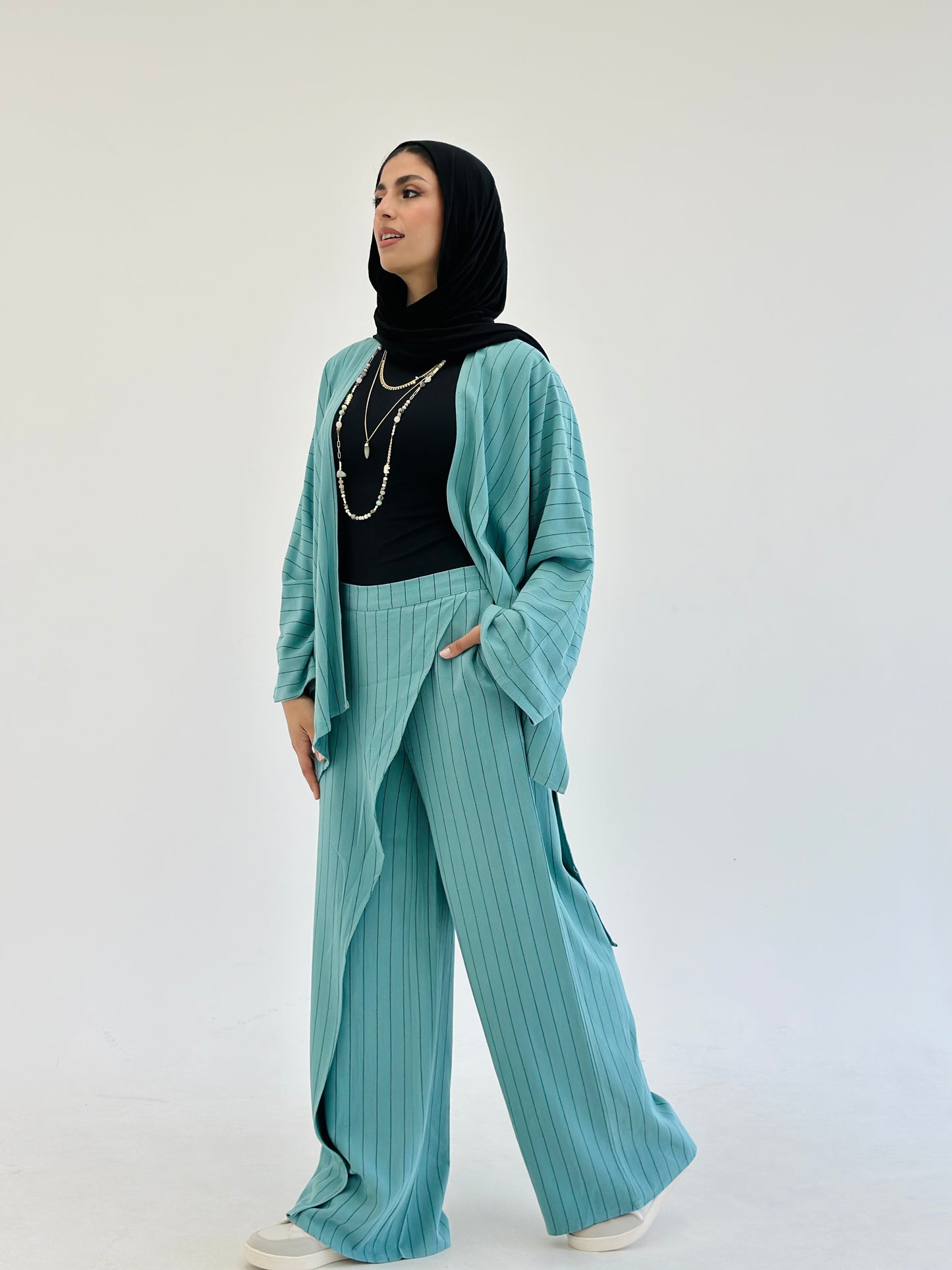 Skirt Pant - Stripped Turquoise
