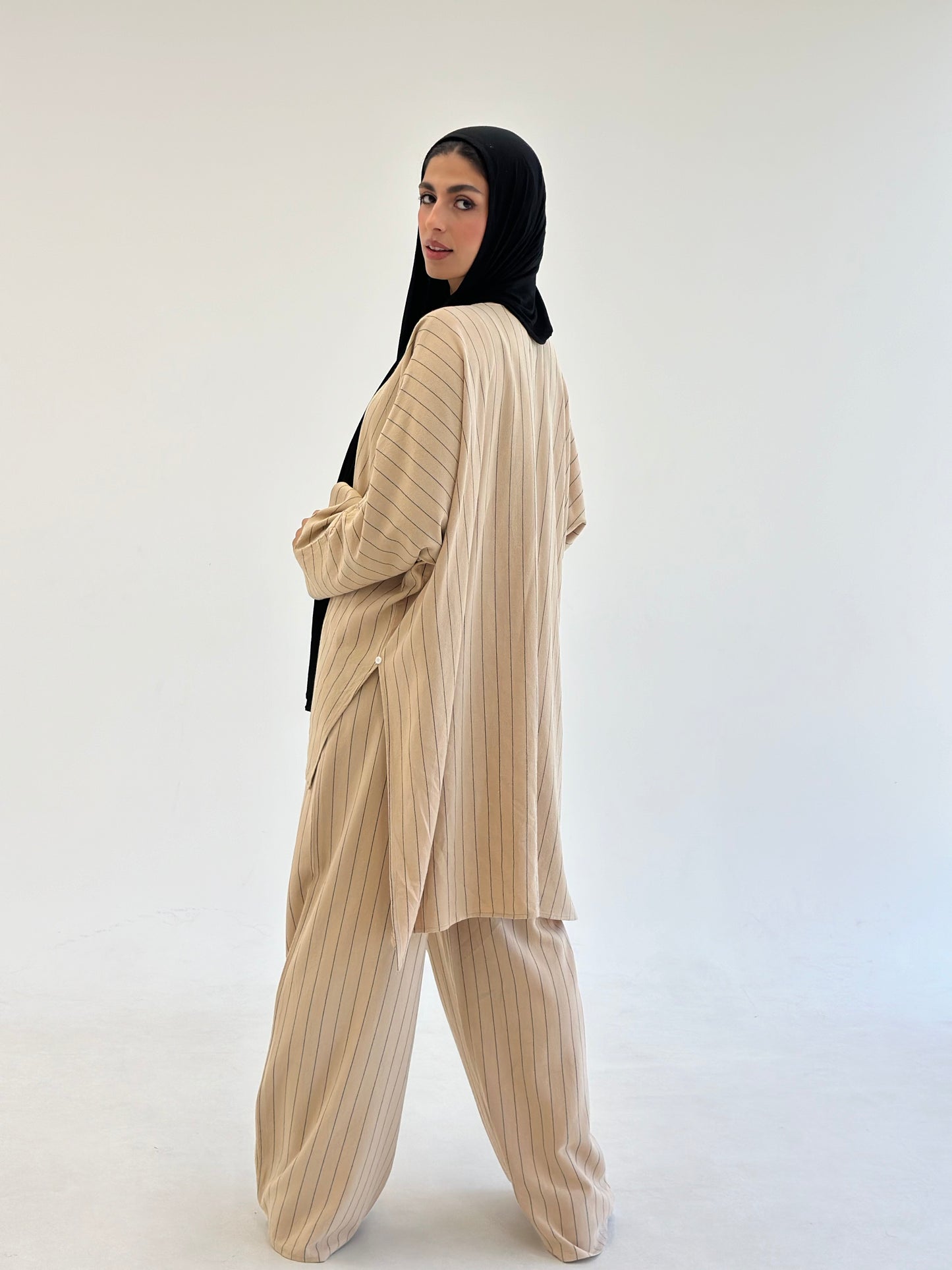 Twisted Stripped Cardigan - Cafe