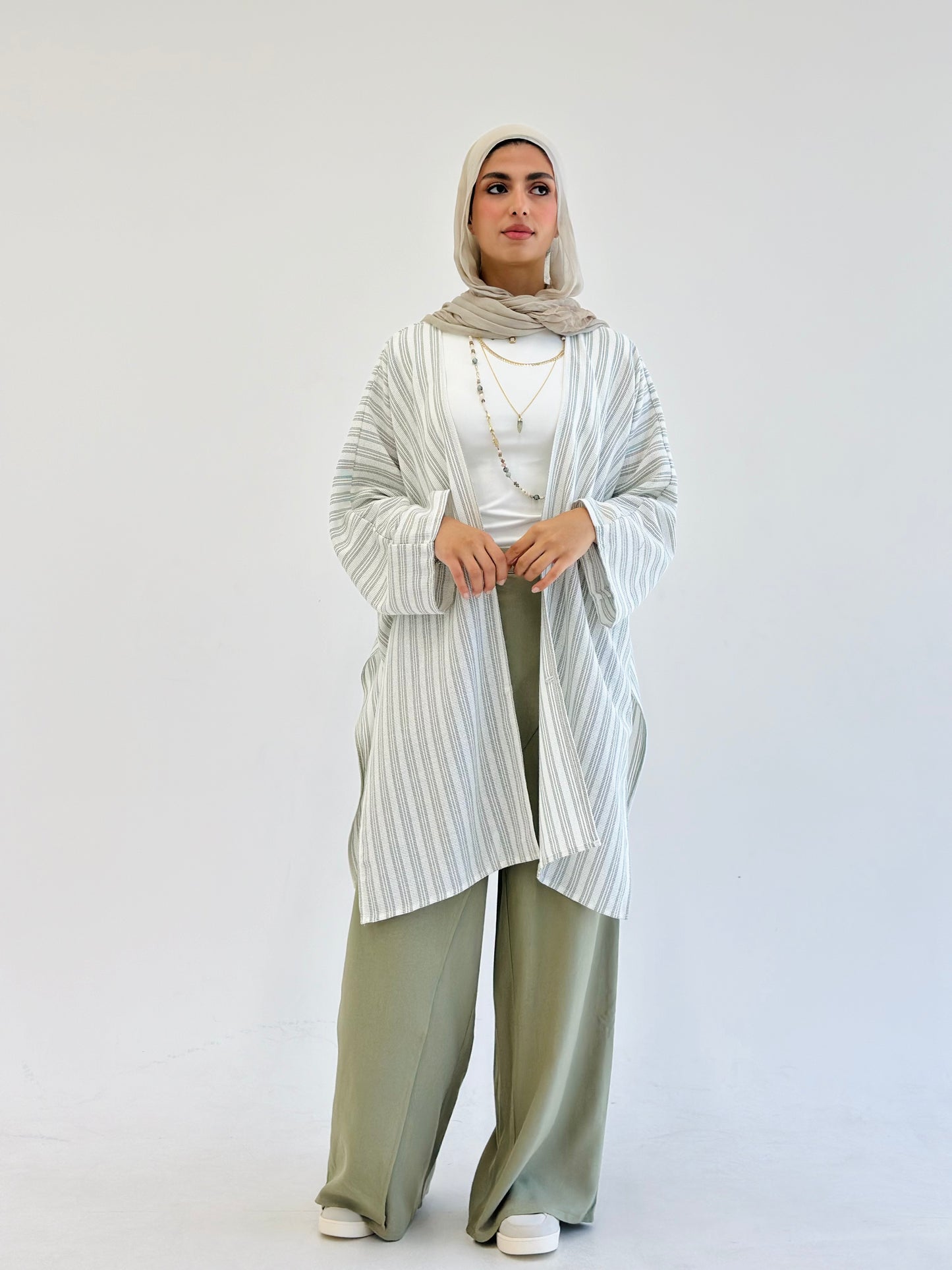 Twisted Stripped cardigan - Olive