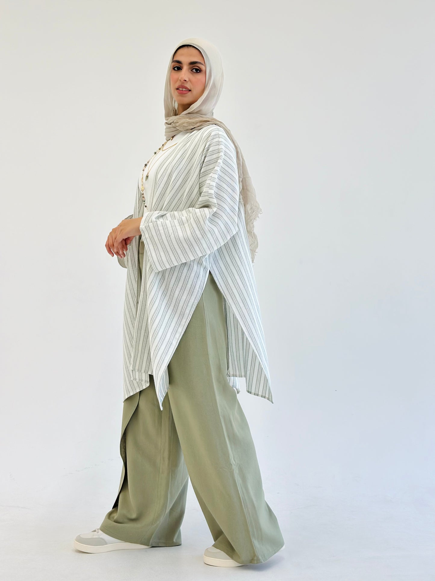 Twisted Stripped cardigan - Olive