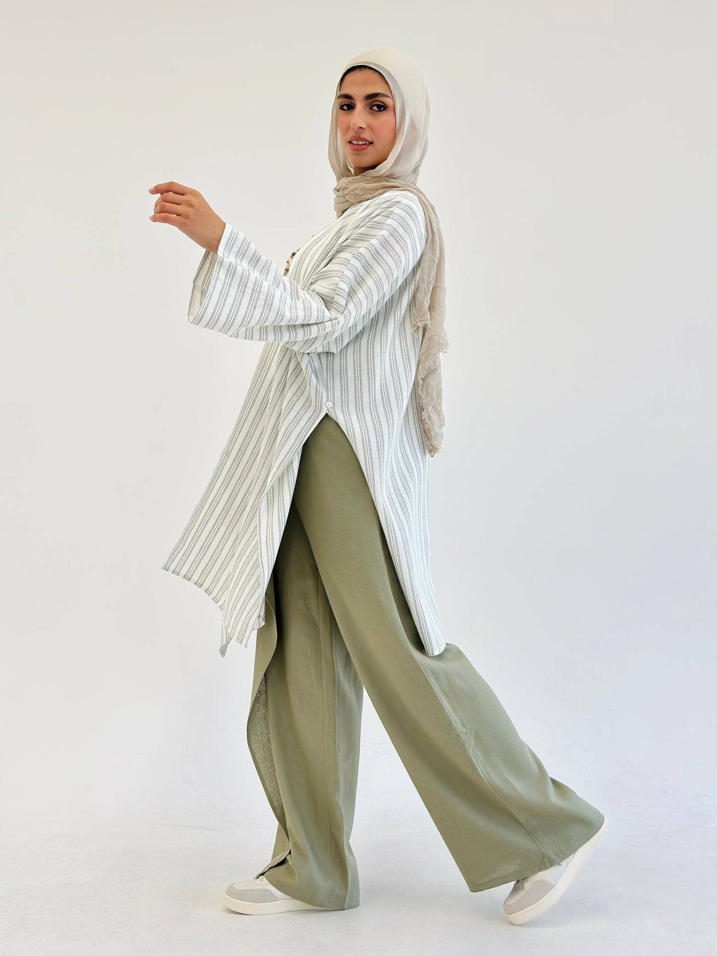 Twisted Stripped cardigan - Olive