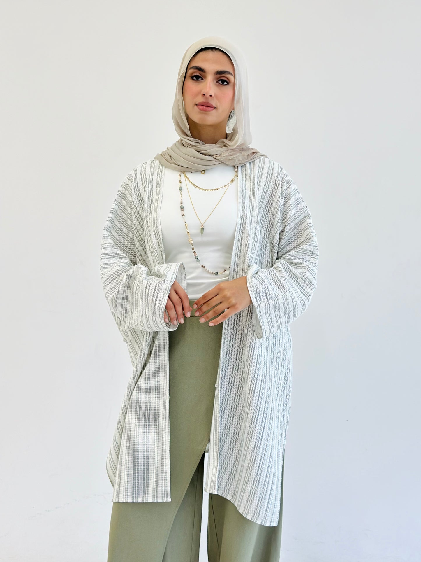 Twisted Stripped cardigan - Olive