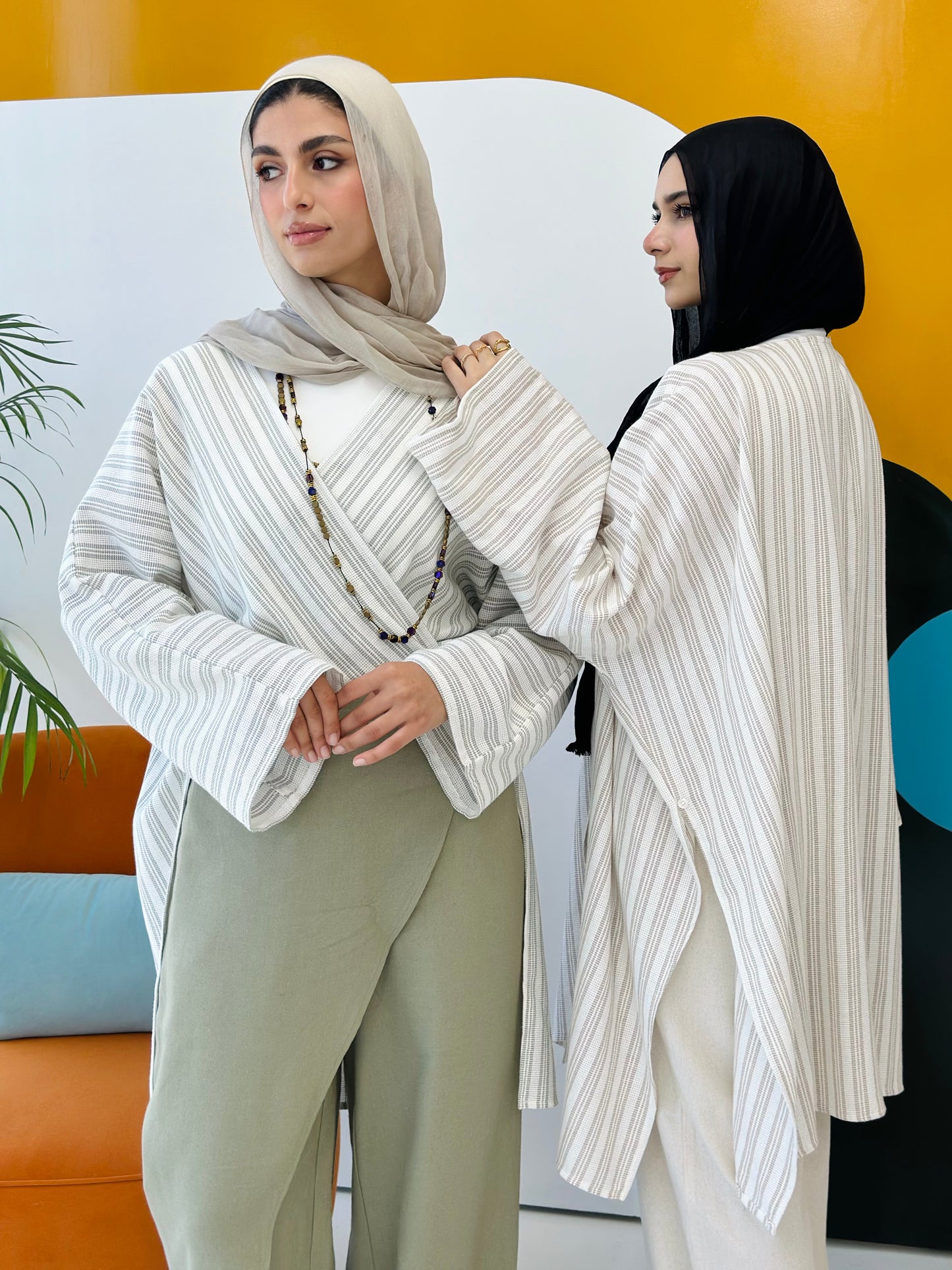 Twisted Stripped cardigan - Olive