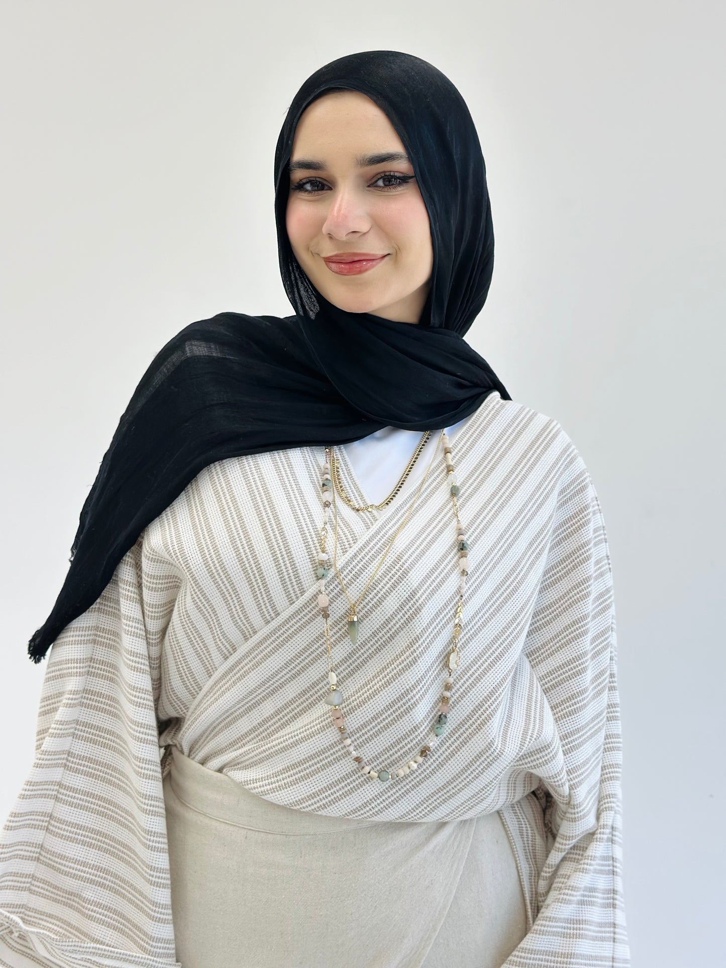 Twisted Stripped Cardigan - Beige
