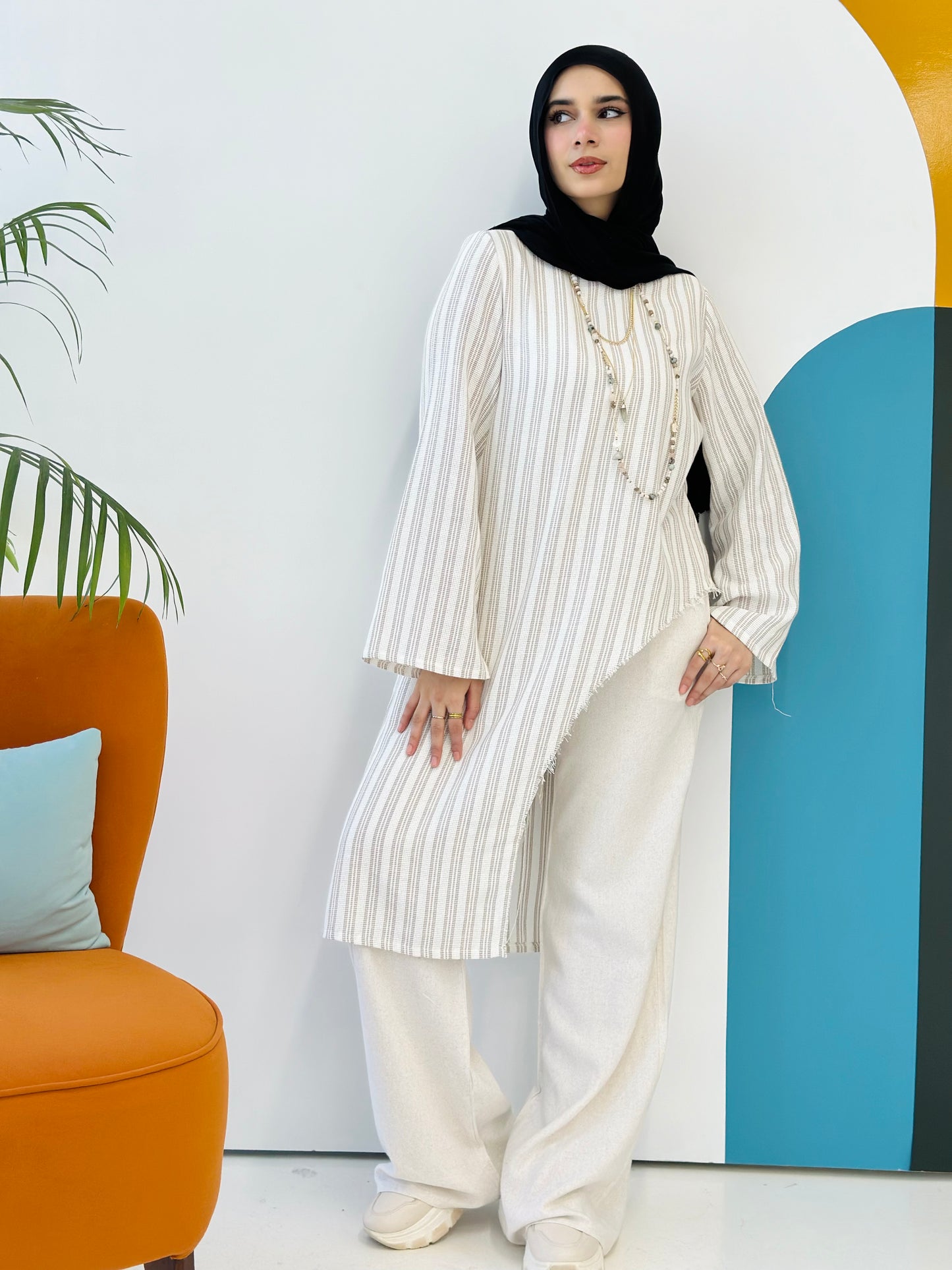 Low High Linen Blouse - Beige