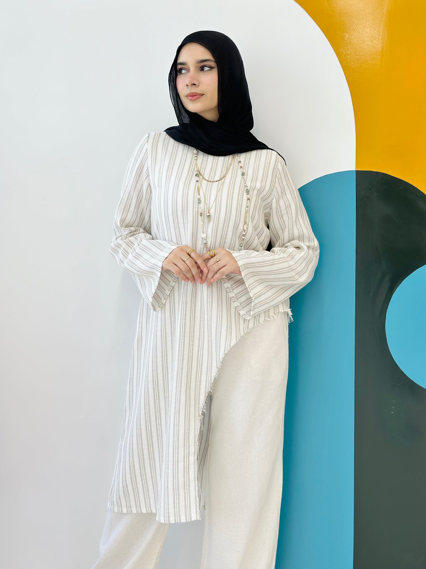 Low High Linen Blouse - Beige