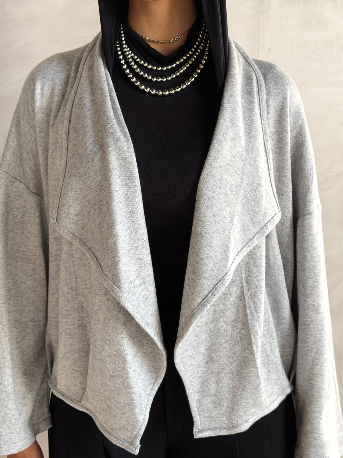 Balloon Knit Cardigan - Gray
