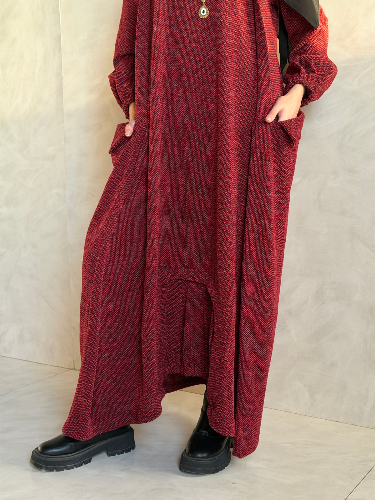 Balloon Dress - Burgandy