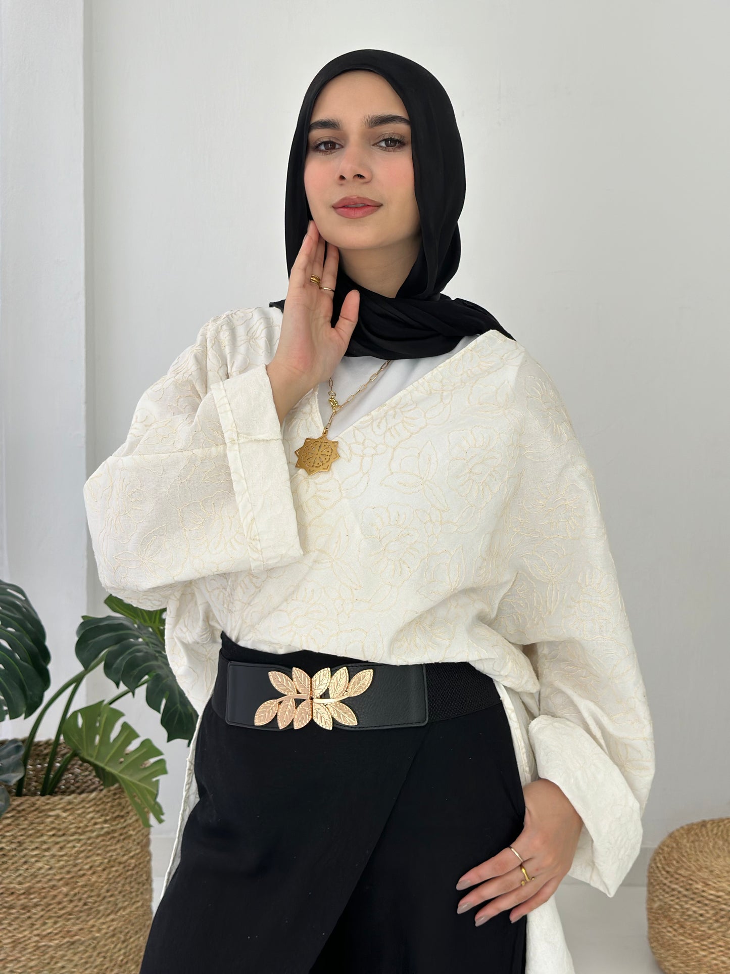 Twisted embroidery Cardigan - Off White